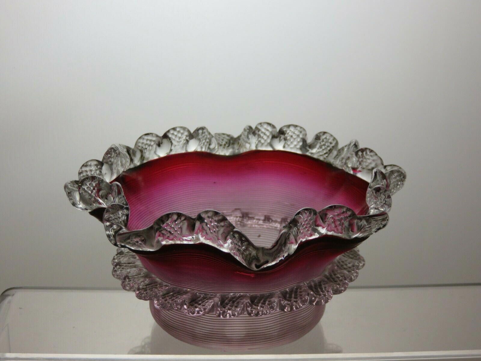 The Unbranded Brand Pink And Clear Bowl Glass Small Footed Finger Bowl 2 2/3" Size ONE SIZE - 3 Thumbnail