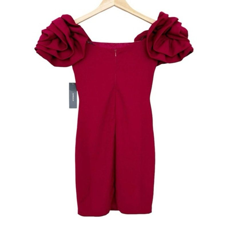 Other Lulus Red Mini Dress Ruffle Shoulder Detail Sz XS Size XS / US 0-2 / IT 36-38 - 5 Thumbnail