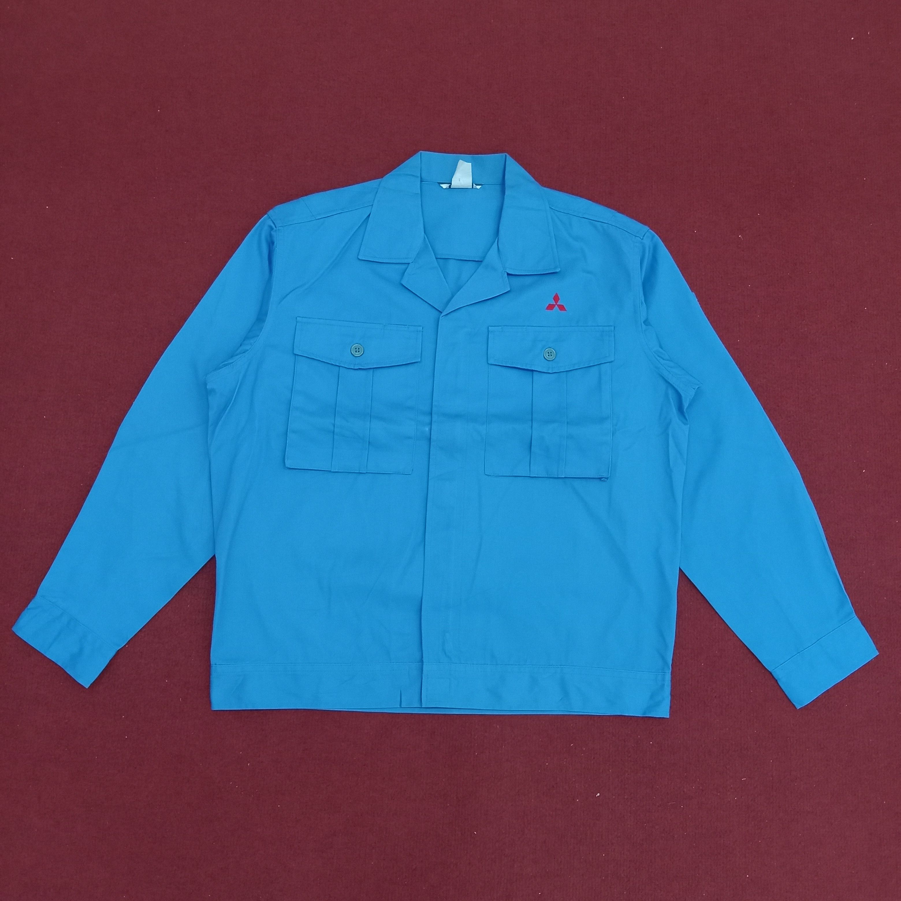 image of Racing x Workers Mitsubishi Japanese Motorsports Brand Workwear Jacket in Blue, Men's (Size Large)