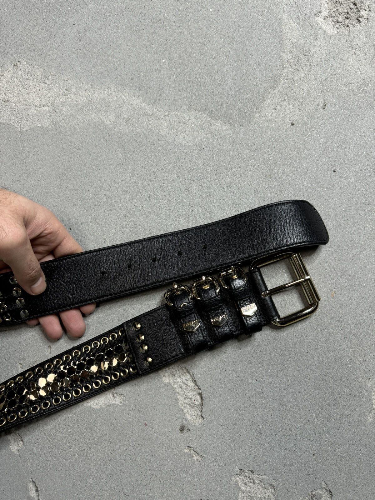 Versace Versace Wide Tan Leather and Gold Belt Size ONE SIZE - 5 Thumbnail