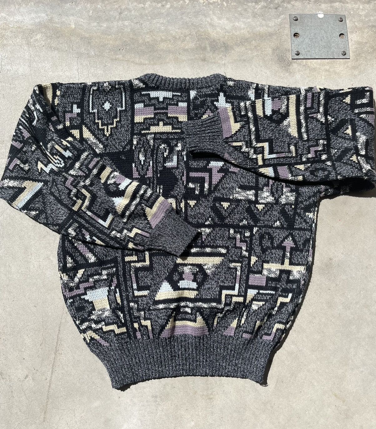 Vintage 1990s Michael Gerald Crazy Pattern Knit Sweater Size US M / EU 48-50 / 2 - 4 Thumbnail