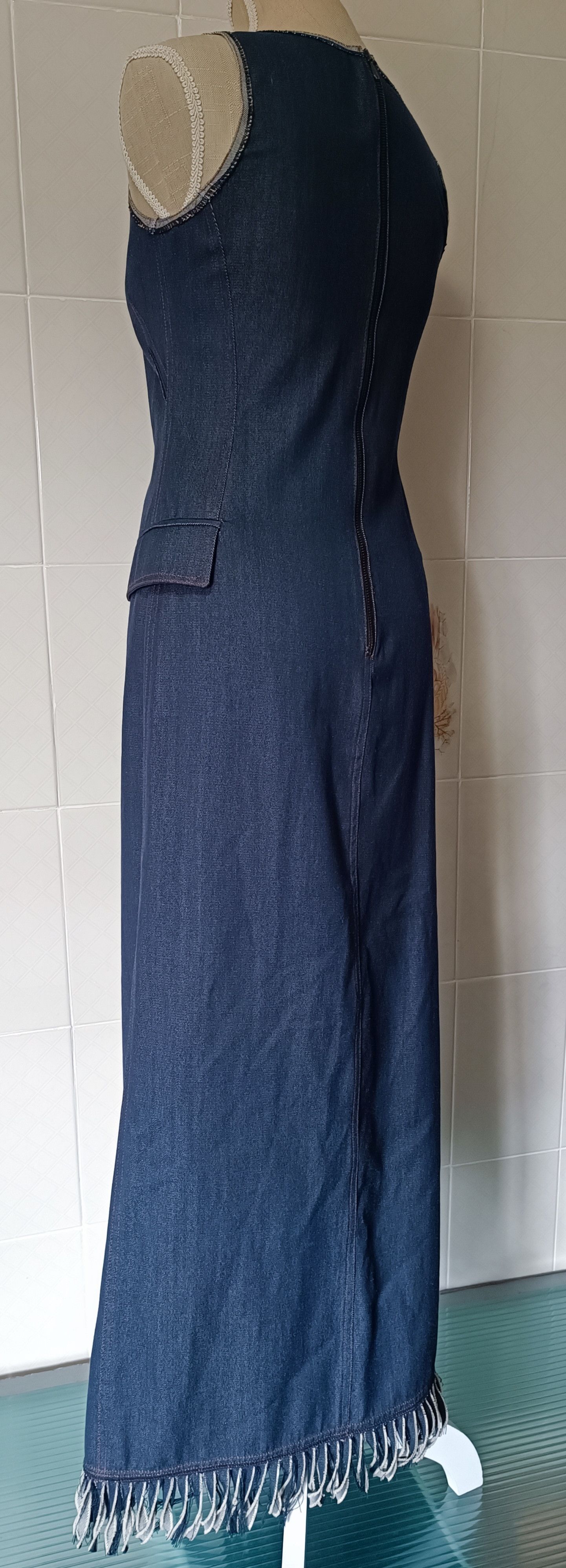 Jean Paul Gaultier FW1992/93- Gaultier Jeans - Long dress with fringes Size S / US 4 / IT 40 - 14 Thumbnail
