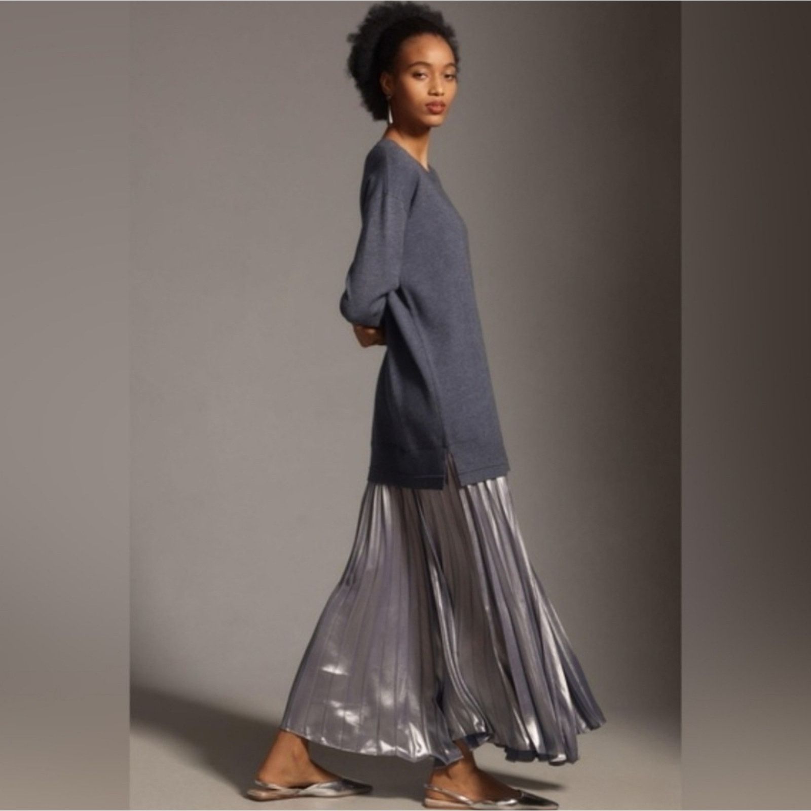 Anthropologie Anthropologie Pleated Twofer Sweater Midi Dress 1X Size XL / US 12-14 / IT 48-50 - 3 Thumbnail