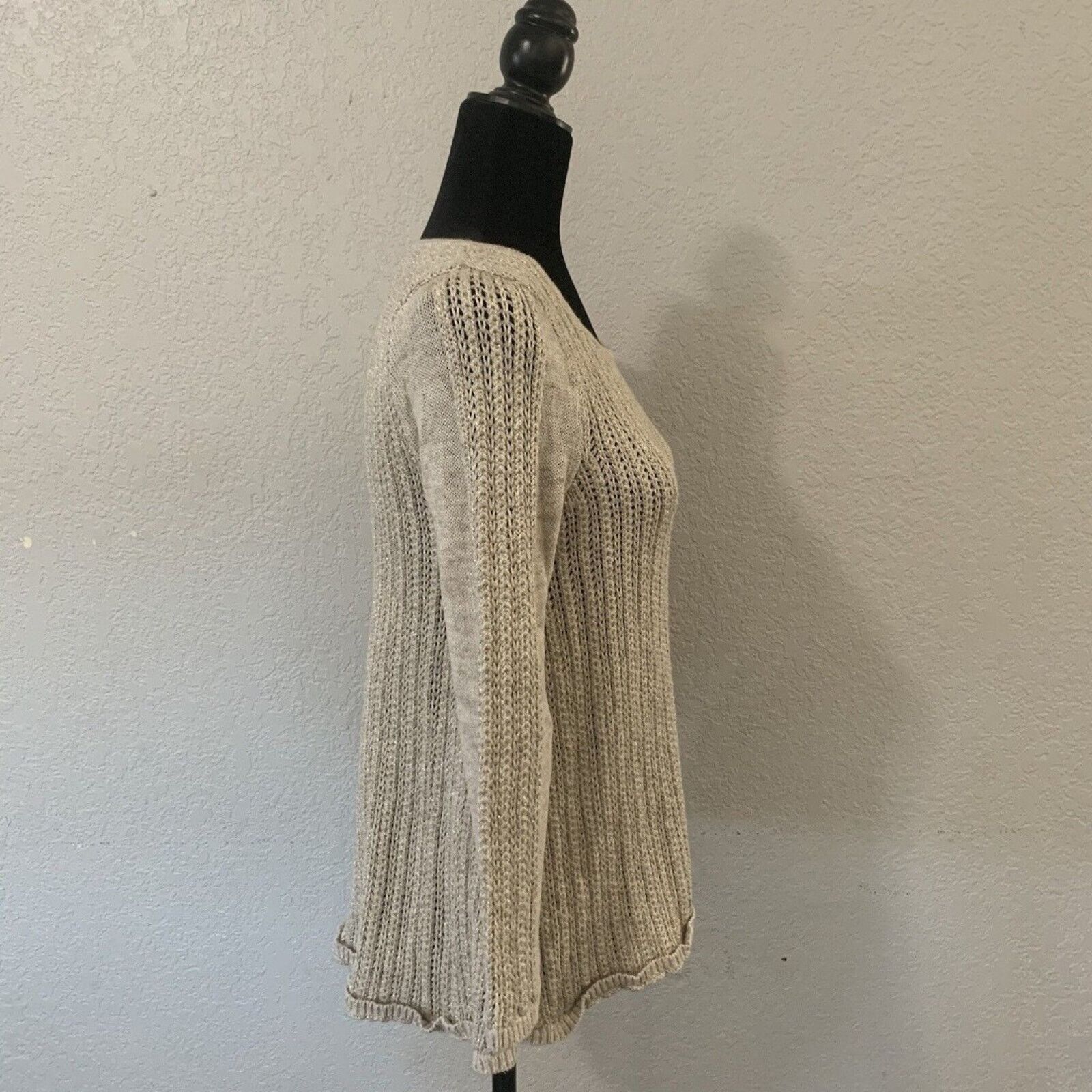Lucky Brand Lucky Brd Sweater Sm Beige Metallic Gold Long Sleeve Acrylic Size S / US 4 / IT 40 - 5 Thumbnail