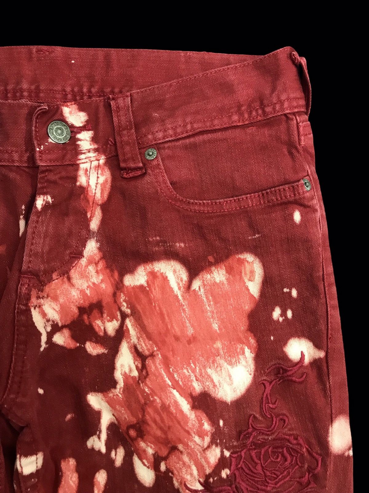 Tornado Mart 💥ARCHIVAL FLARE💥TORNADO MART ROSE EMBROIDERY DENIM F413 Size US 31 - 4 Thumbnail