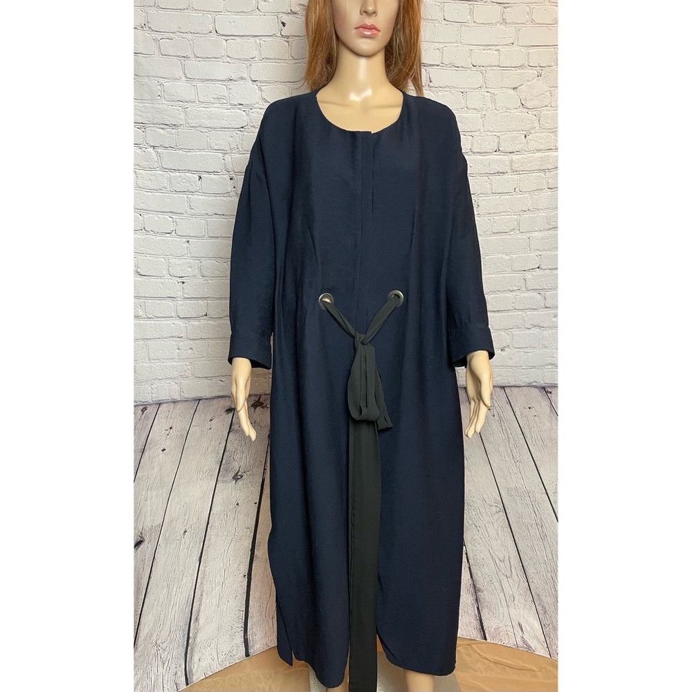 Zara Zara Blue Shirt Dress With Black Tie Belt Size L Size L / US 10 / IT 46 - 2 Thumbnail