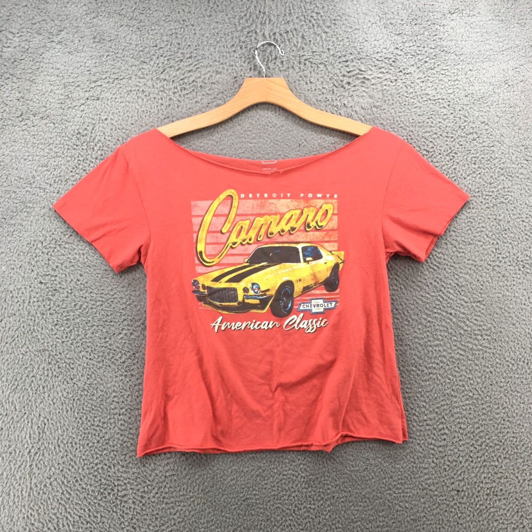 Vintage Camaro T-Shirt Hanging Croptop Womens L Orange Cap Sleeve Pullover Size L / US 10 / IT 46 - 2 Thumbnail