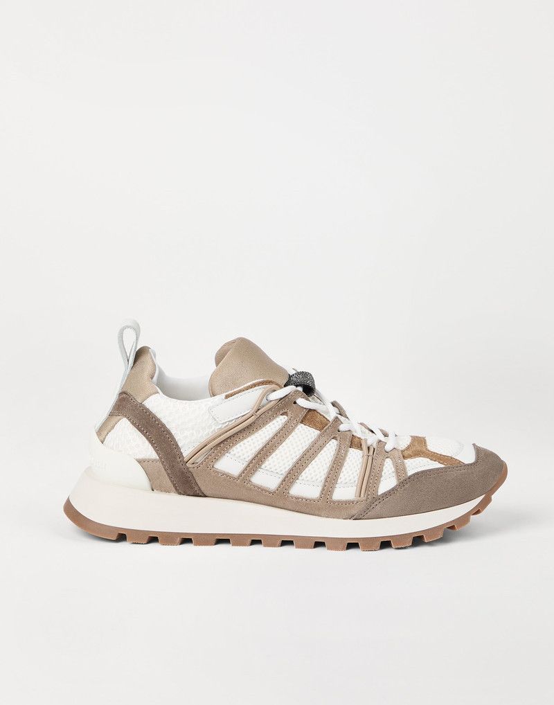 Brunello Cucinelli o1la1rc1a0326 Suede Techno Fabric Runners Sneakers Size US 7 / IT 37 - 1 Thumbnail