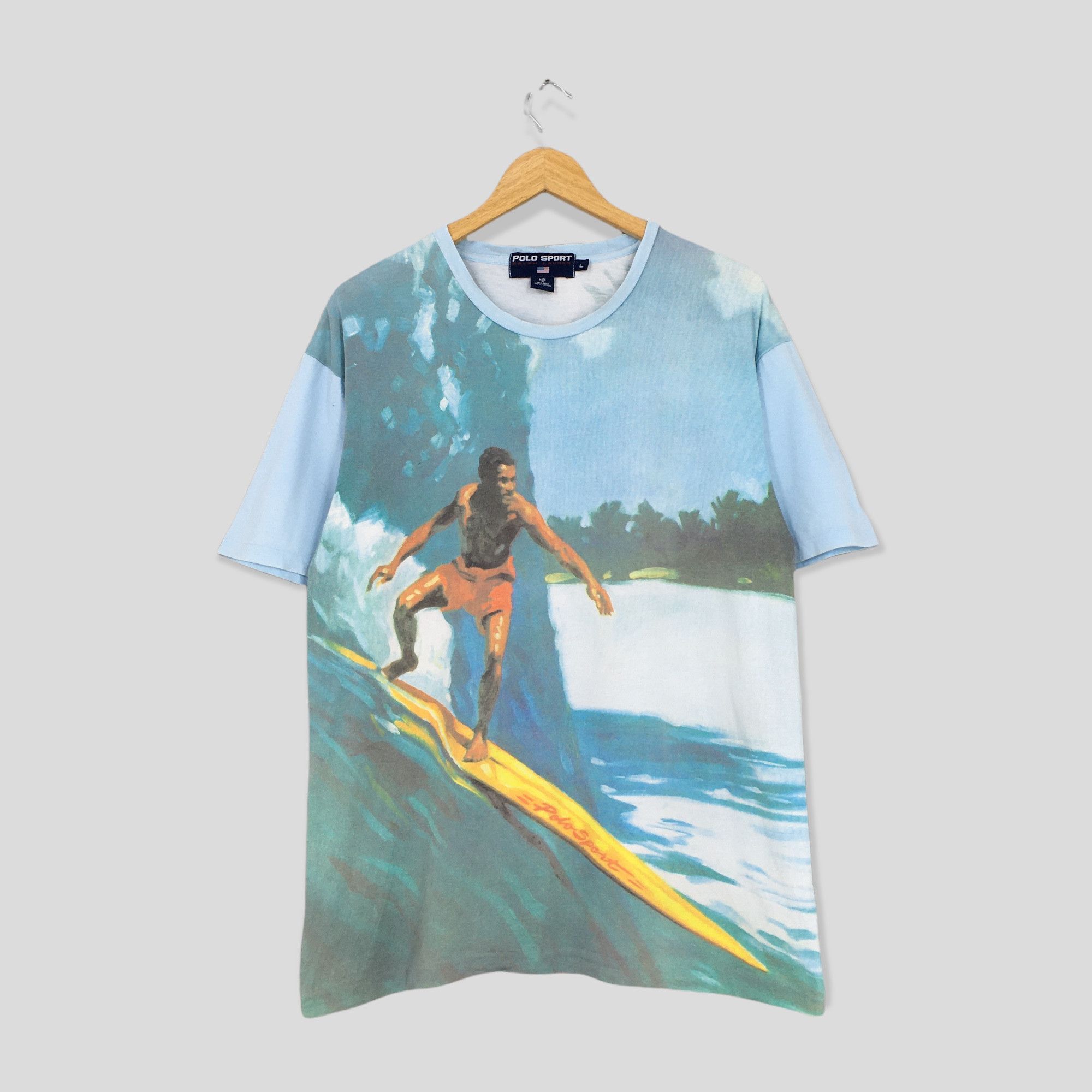 Polo Ralph Lauren × Ralph Lauren Vintage 90s Polo Sport Surfing Wave Ocean Tshirt Large Size US L / EU 52-54 / 3 - 1 Thumbnail