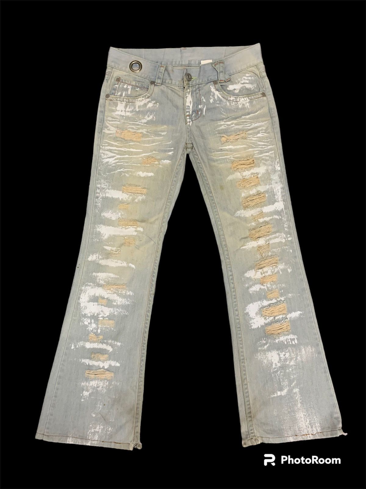 If Six Was Nine 🔥FLARE PANT🔥JAPANESE BRAND DISTRESSED&SPLASH PAINT DENIM Size US 32 / EU 48 - 1 Thumbnail