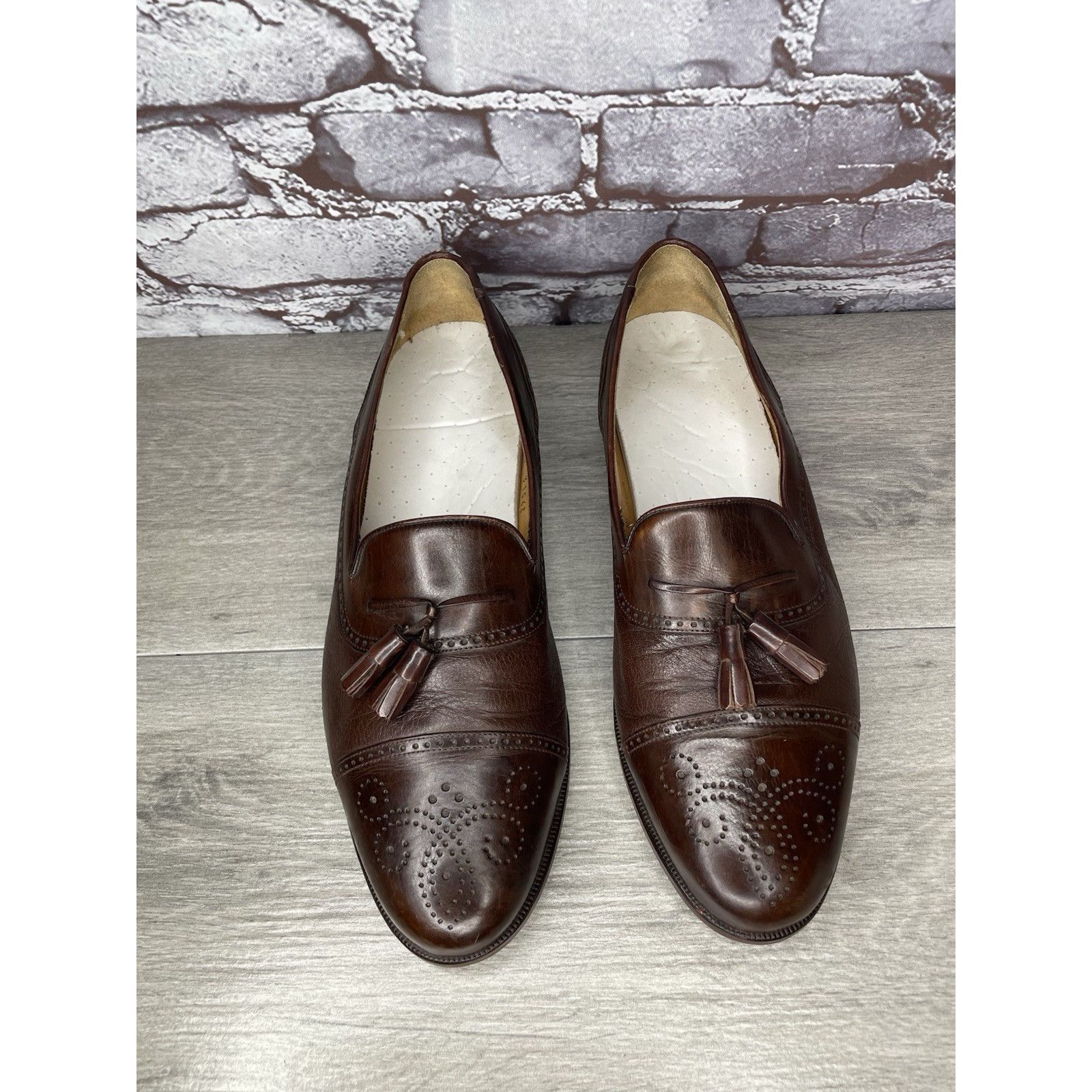 Mezlan Mezlan Havana Brown Leather WingTip Cap Toe Loafers Dress Sh Size US 11 / EU 44 - 15 Thumbnail