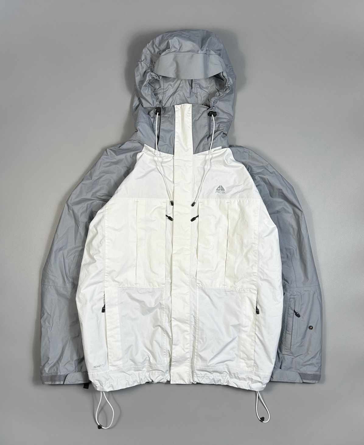Pre-owned Nike X Nike Acg Vintage Nike Acg Fit Storm Hooded Rain Wind Shell Jacket In White/gray