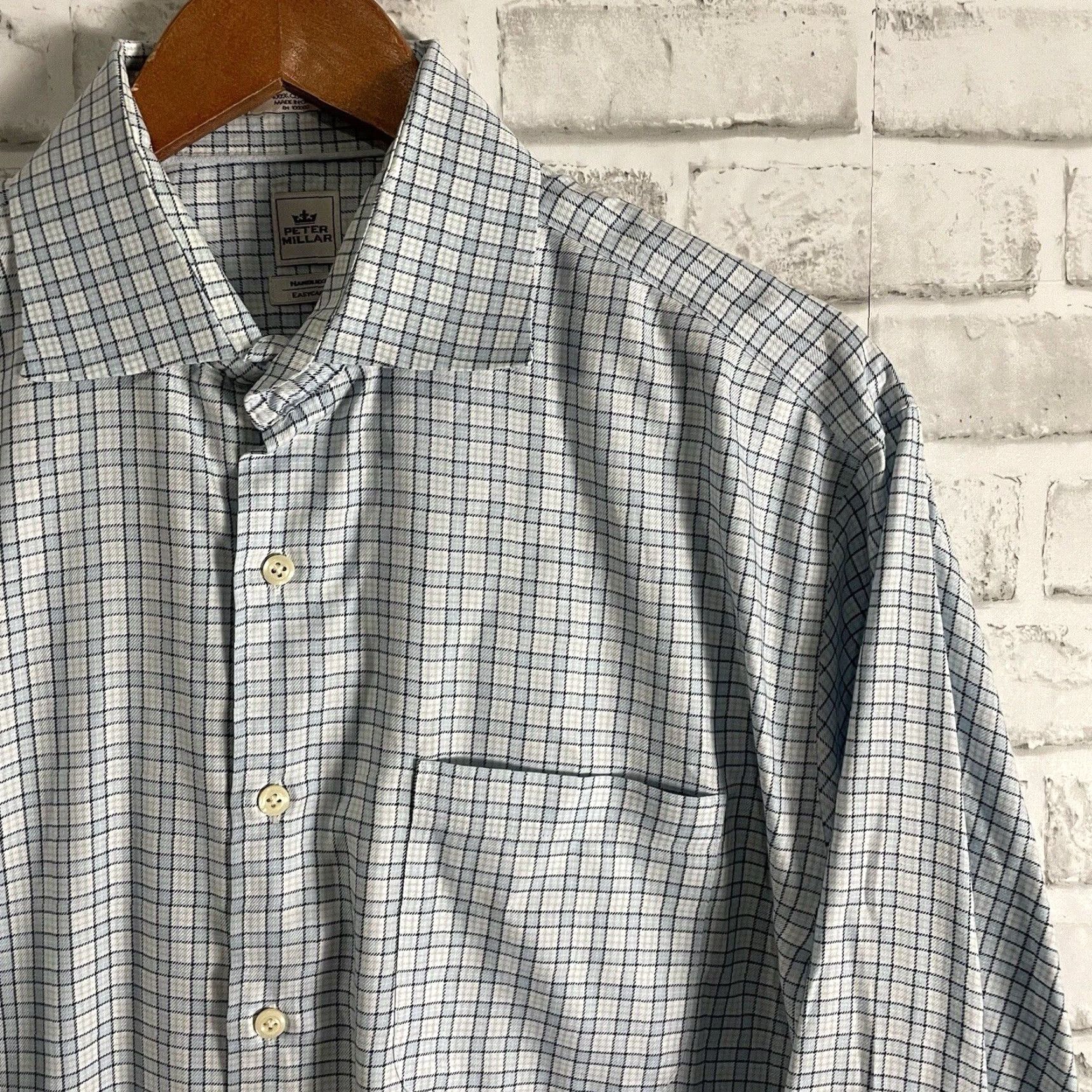 Peter Millar Peter Millar Plaid Blue Long Sleeve Button-Down Dress Shirt Mens Size 16.5 Size 46R - 2 Thumbnail