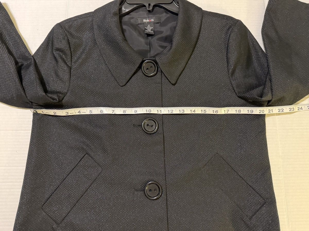 Style & Co Style & Co Black Metallic Textured Cropped Lge Button Jacket Size L / US 10 / IT 46 - 10 Thumbnail