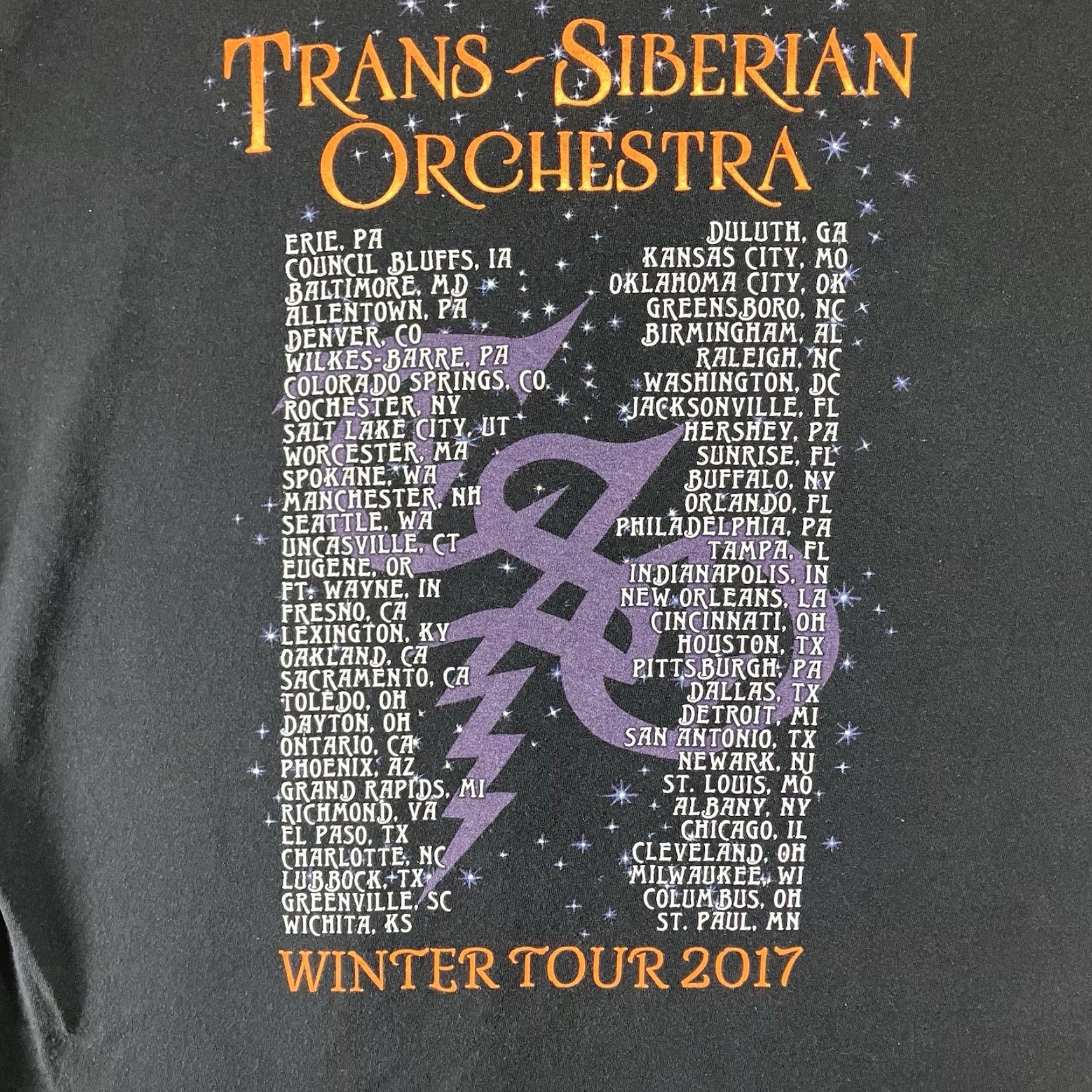 Gildan VINTAGE Trans Siberian Orchestra Shirt XL Black Graphic 80s Witch Wolf Phoenix Band T-Shirt Men 2017 Retro Limited Edition Size US XL / EU 56 / 4 - 4 Thumbnail