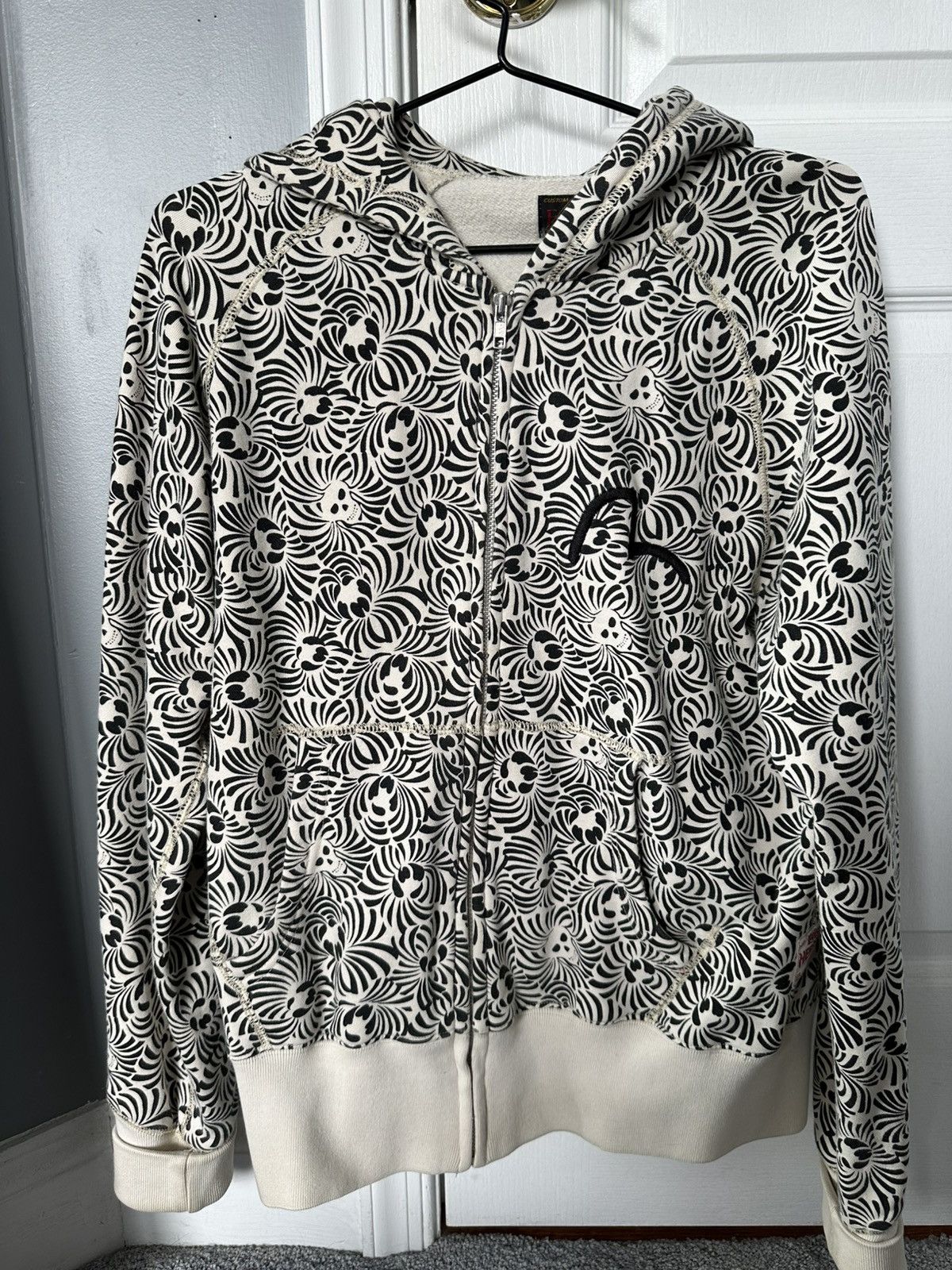 Evisu Skull Patterned Zip Up Hoodie