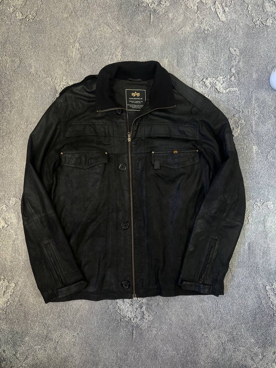 Alpha Industries Vintage 90s Alpha Industries Leather Jacket Flight US L Size US L / EU 52-54 / 3 - 24 Thumbnail