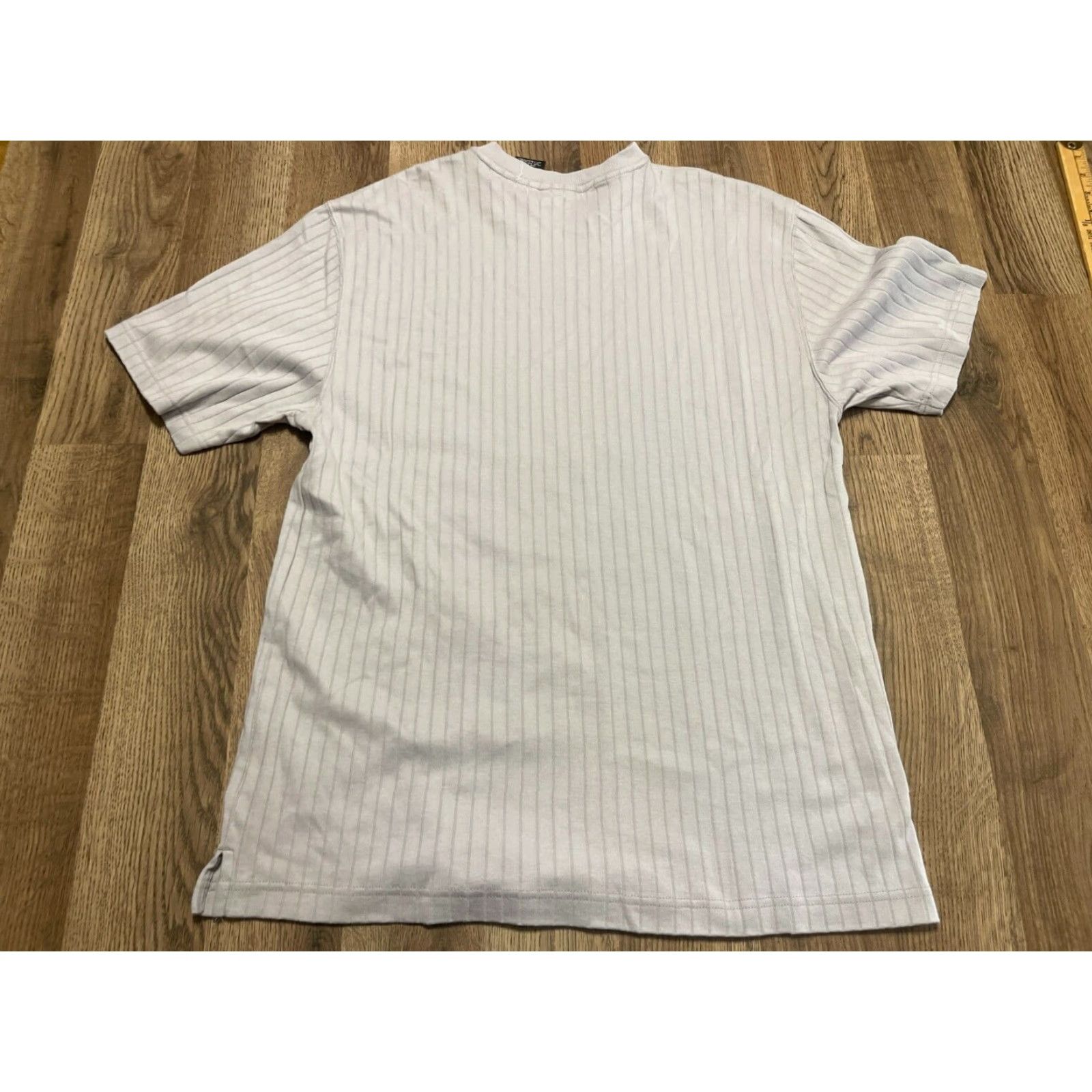 George George Shirt Mens Size Medium Gray Striped Short Sleeve T-Shirt Casual Modern 90s - Womens? Size M / US 6-8 / IT 42-44 - 2 Thumbnail