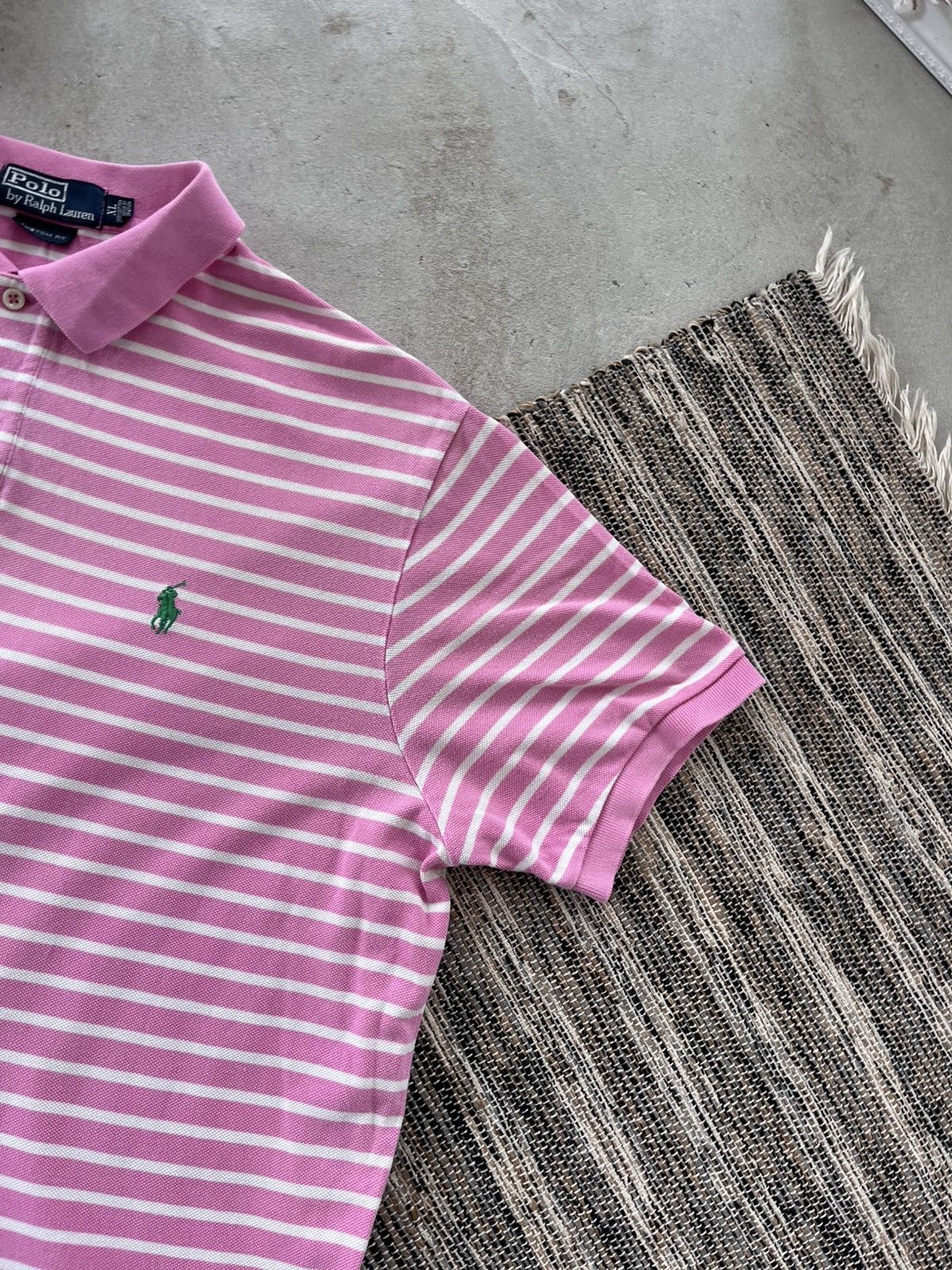 Polo Ralph Lauren Vintage Polo Ralph Lauren Pink White Striped Polo Shirt Y2K Size US XL / EU 56 / 4 - 5 Thumbnail