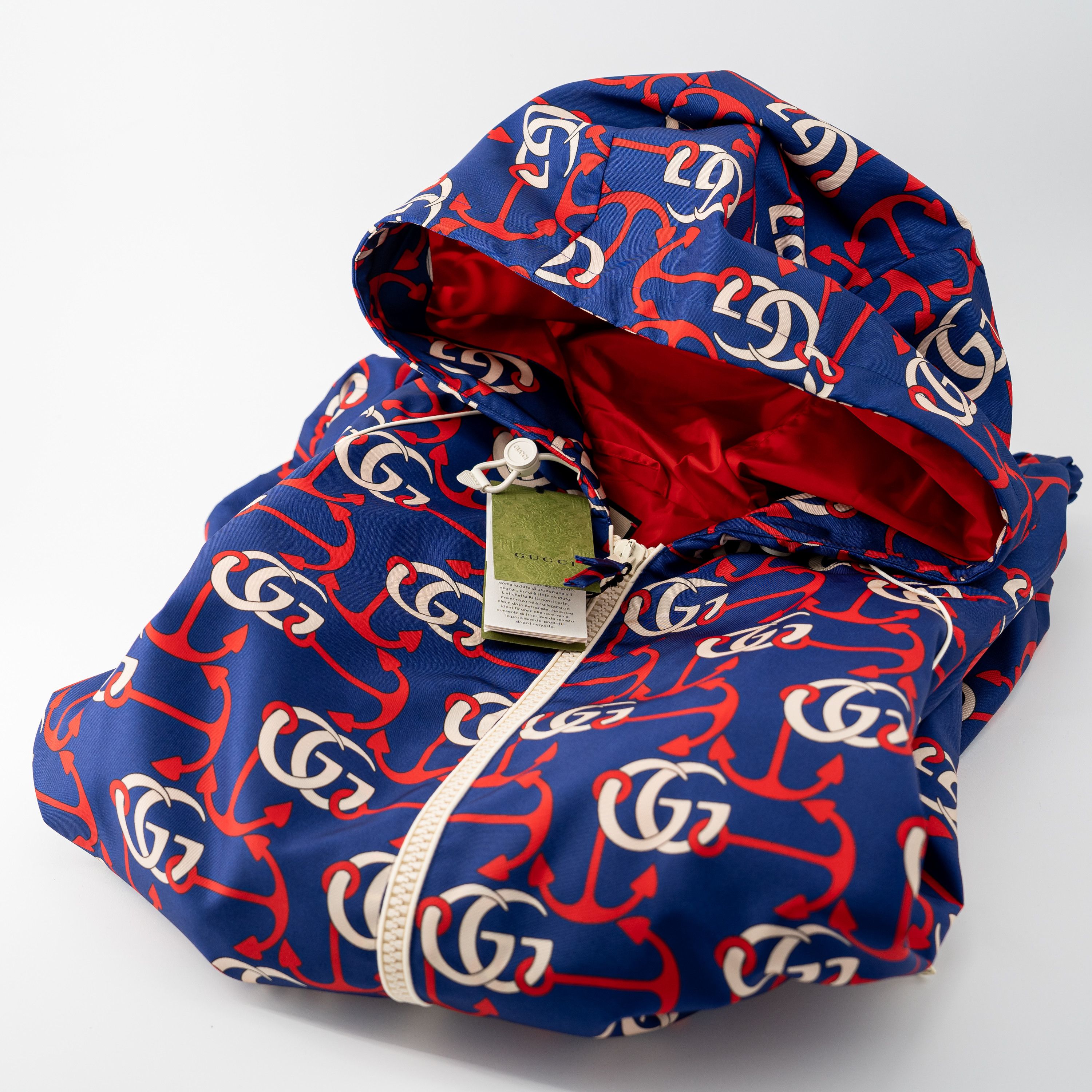 Gucci 52 XL - Gucci Double G Anchor Print Jacket Hooded Red Blue Size US L / EU 52-54 / 3 - 6 Thumbnail