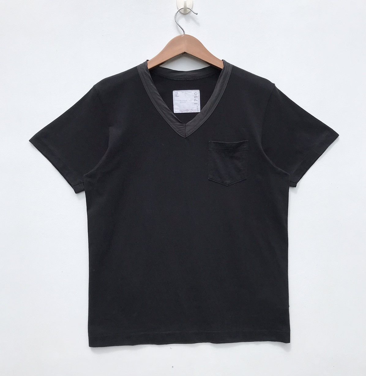 Sacai Sacai 1790 Black Vneck Pocket Tee Sacai Japanese Designer Size US M / EU 48-50 / 2 - 1 Thumbnail