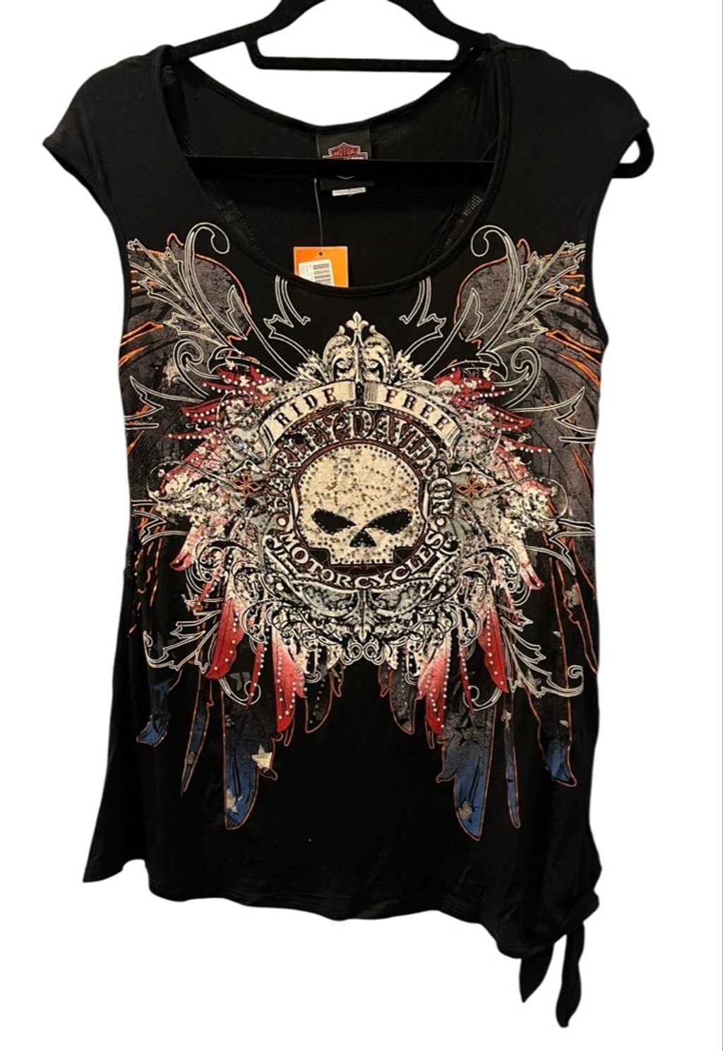 Harley Davidson Harley Davidson NWT Willie G Skull Rhinestone Shirt Sz Small Size S / US 4 / IT 40 - 1 Thumbnail