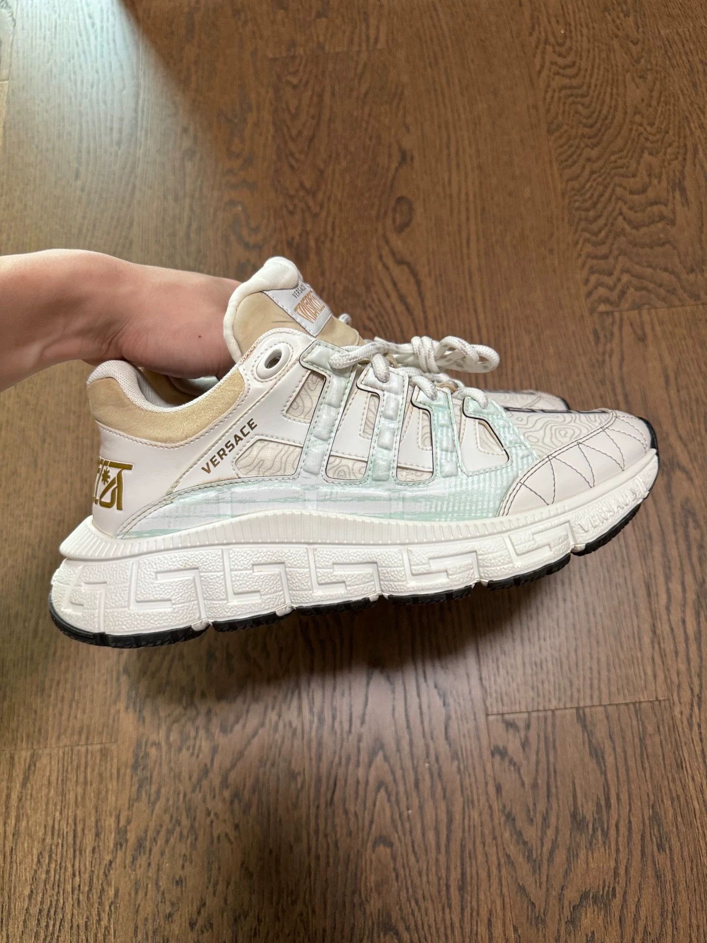 Versace VERSACE Trigreca Men's Gray & White 95 New Sneakers Size US 8 / EU 41 - 7 Thumbnail