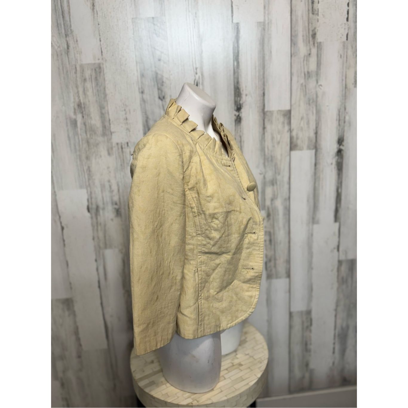 Other Willi Smith Beige Cropped Ruffle Collar Jacket Size 8 Size M / US 6-8 / IT 42-44 - 8 Thumbnail