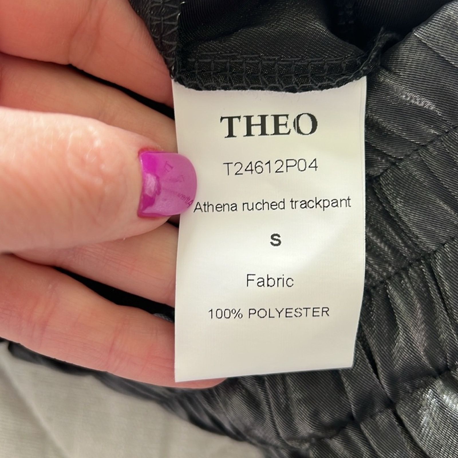 Theory Theo Women's Athena Ruched Trackpant in Black Metallic Size 27" / US 4 / IT 40 - 7 Thumbnail