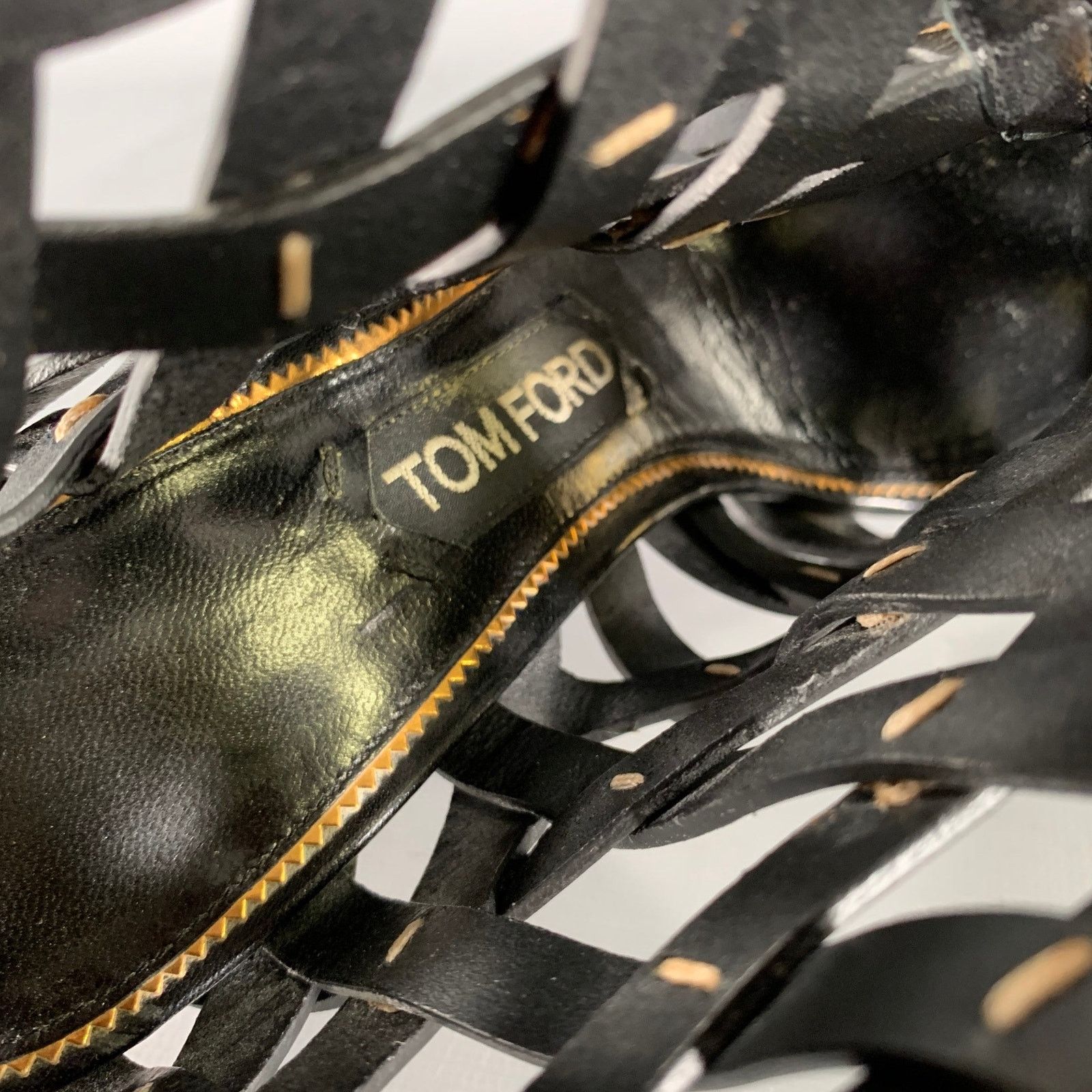 Tom Ford TOM FORD 7.5 Black Gold Leather Mixed Pattern Zip Up Boots Size US 7.5 / IT 37.5 - 8 Thumbnail