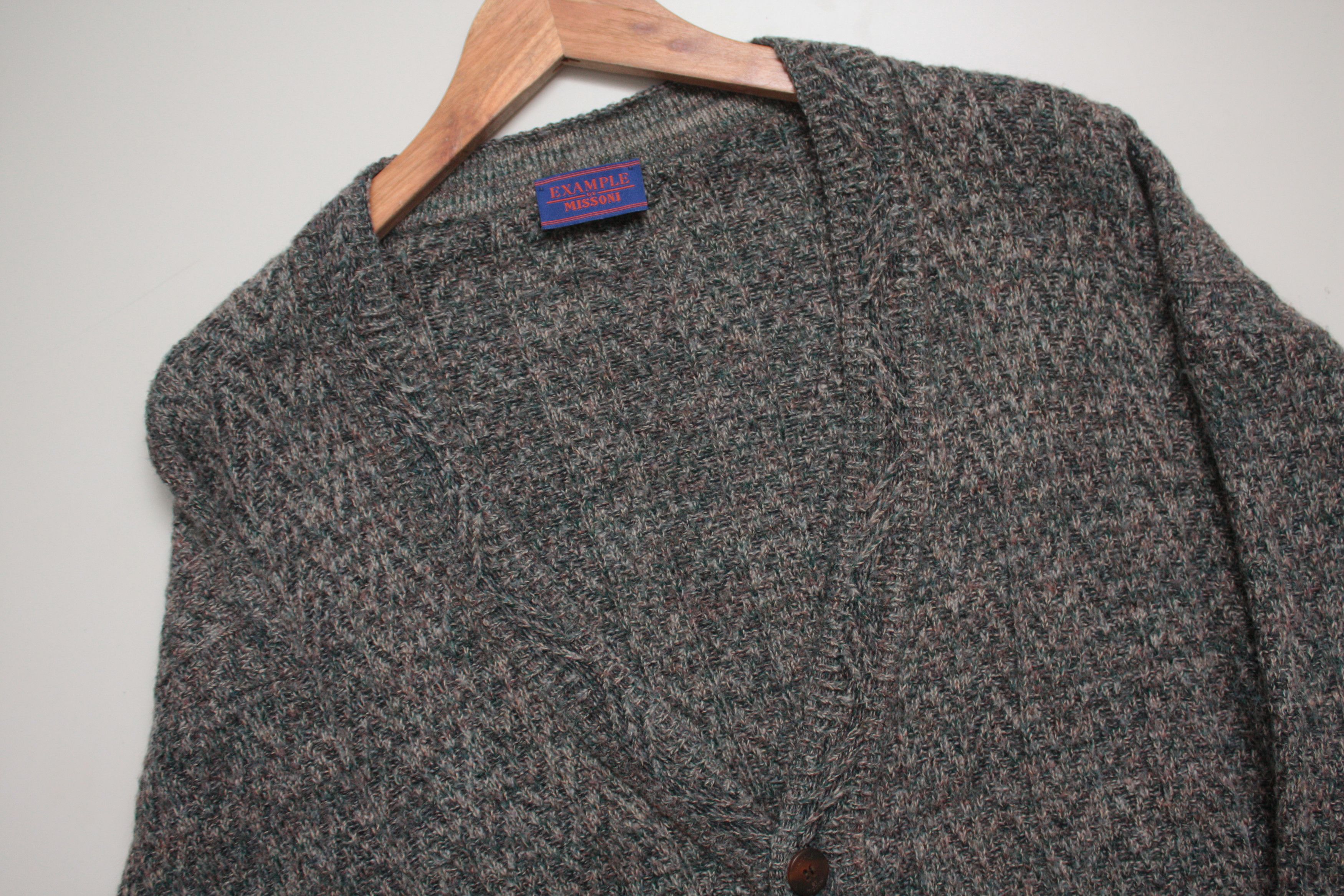 Missoni Example Gray Knitted Wool V-Neck Cardigan