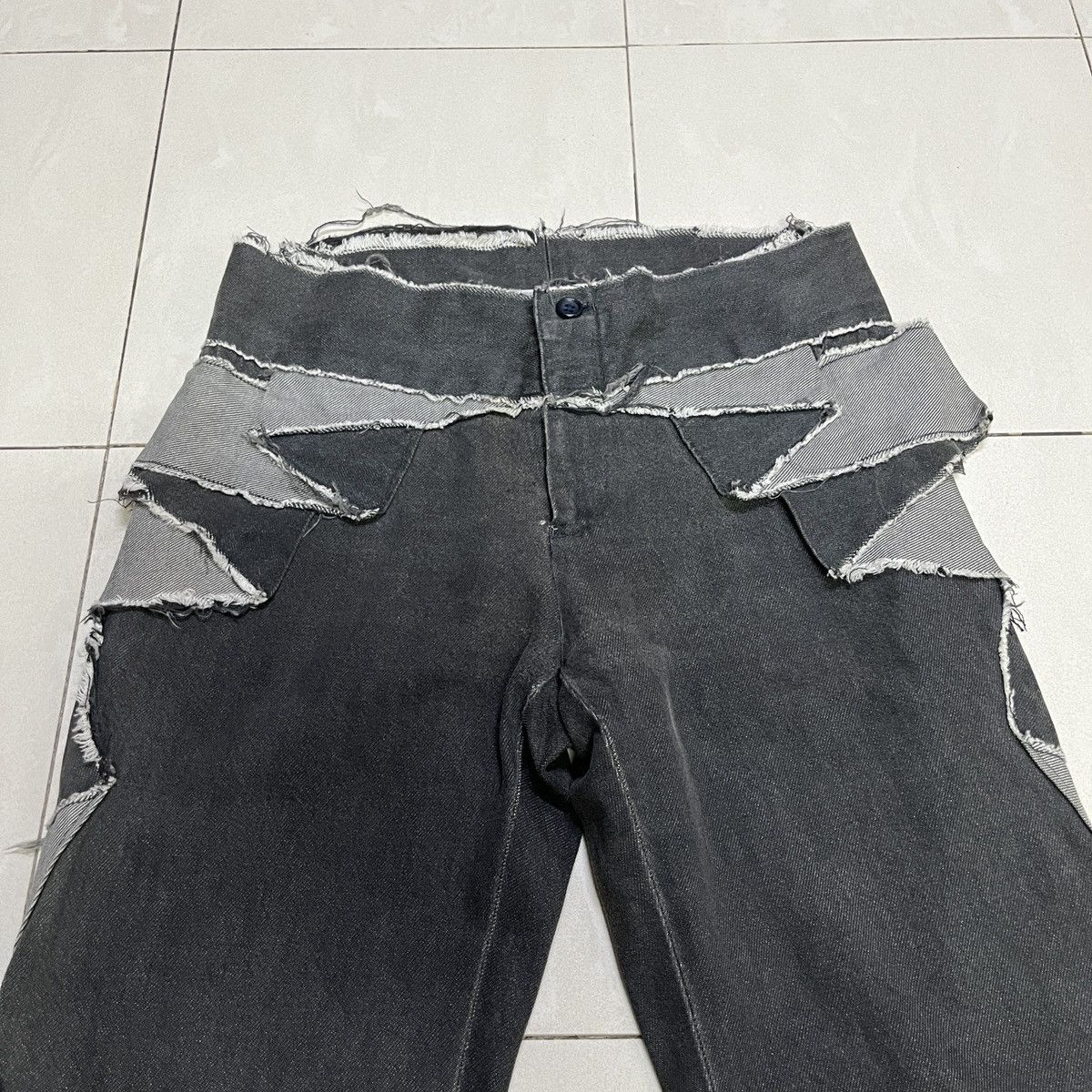 Issey Miyake Vintage Issey Miyake Reconstructed Patchwork Flare Jeans Size 31" - 5 Thumbnail