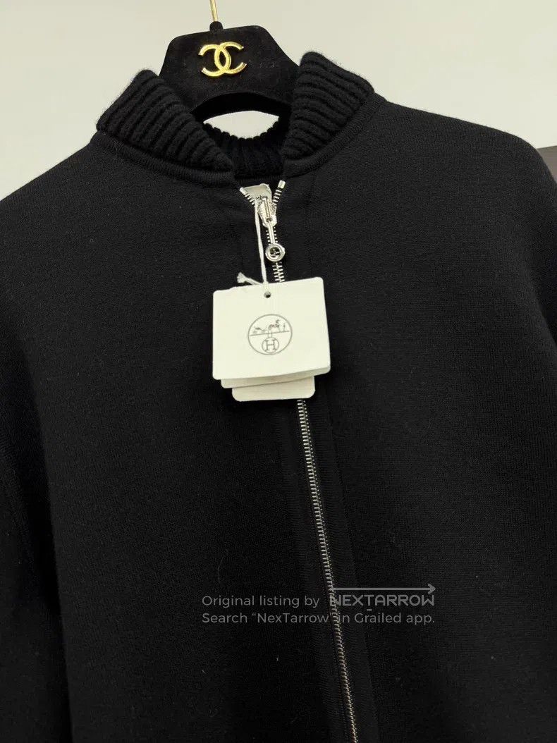 Hermes Hermes Black Double-sided Long Wool Coat, One Side Black a Size XXS / US 00 / IT 34 - 2 Thumbnail