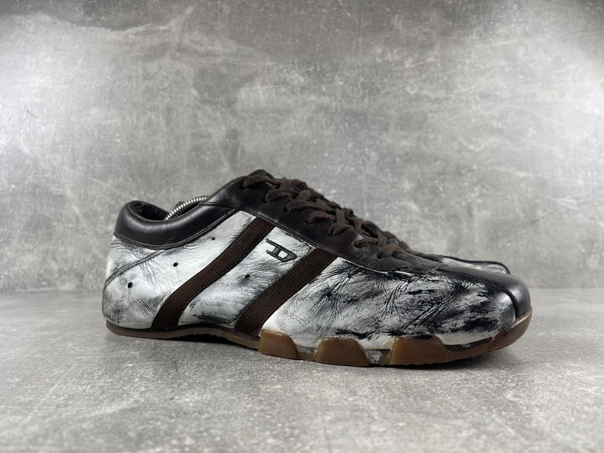 Diesel Diesel Vintage 00s Distressed Leather Sneakers White Brown Size US 11 / EU 44 - 2 Thumbnail