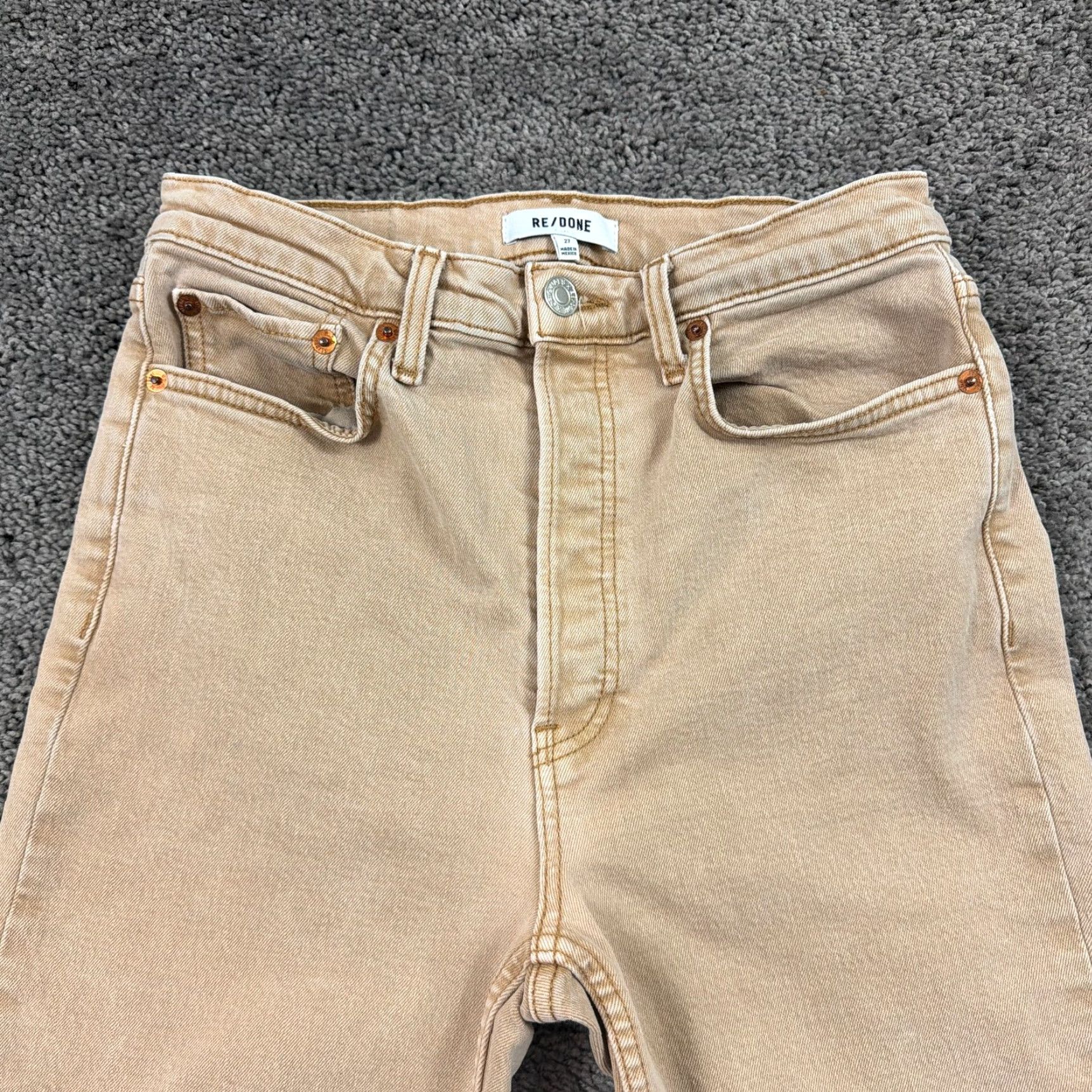 RE/DONE RE/DONE Jeans Womens 27 Beige Ankle High Rise Stretch Denim Stovepipe 70s 27x27 Size 27" / US 4 / IT 40 - 3 Thumbnail