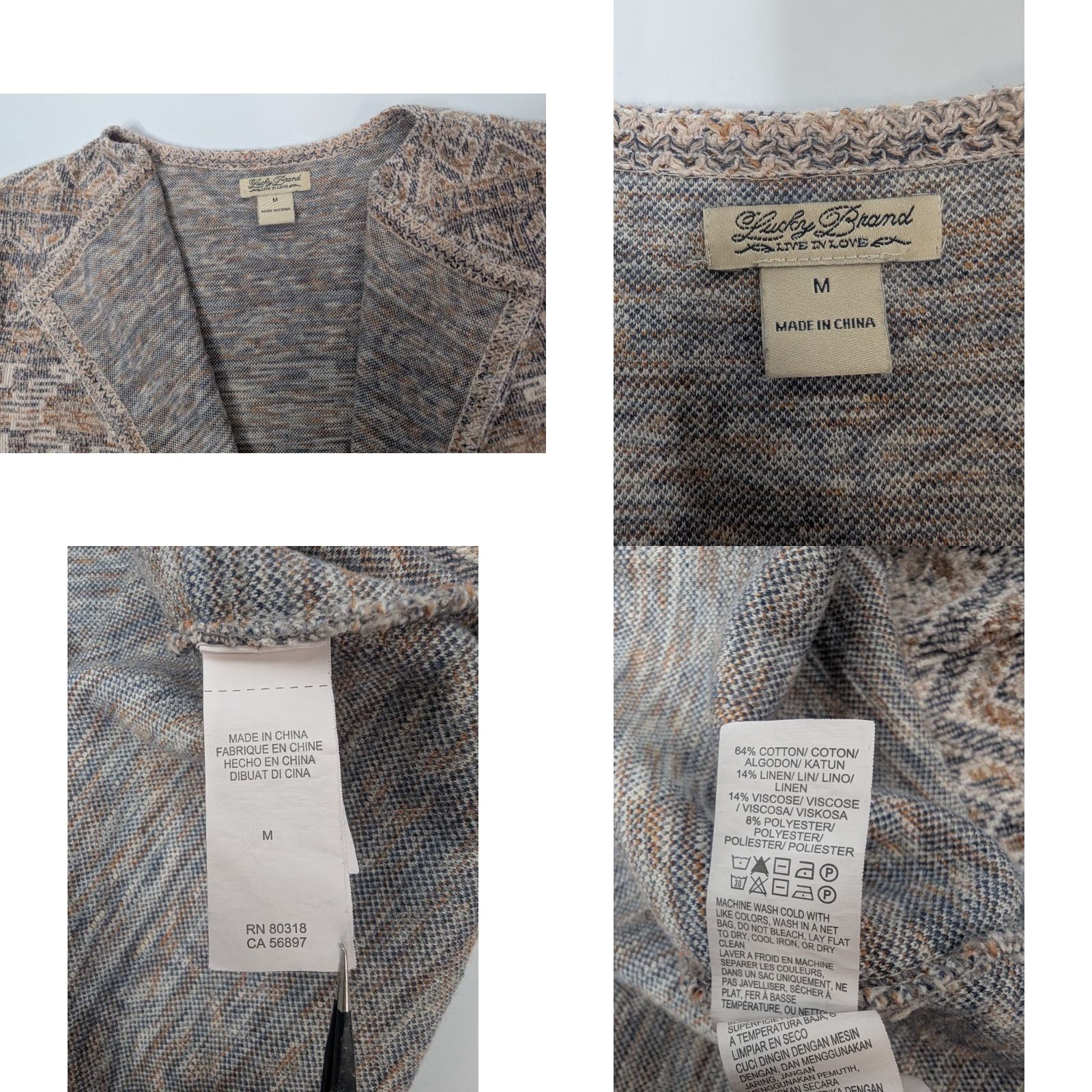 Lucky Brand Lucky Brand Cardigan Women Aztec Boho Knit Open Front Pockets Beige Long Sleeve Medium M Fall Spring Winter Casual Workwear 90s? Size M / US 6-8 / IT 42-44 - 8 Thumbnail