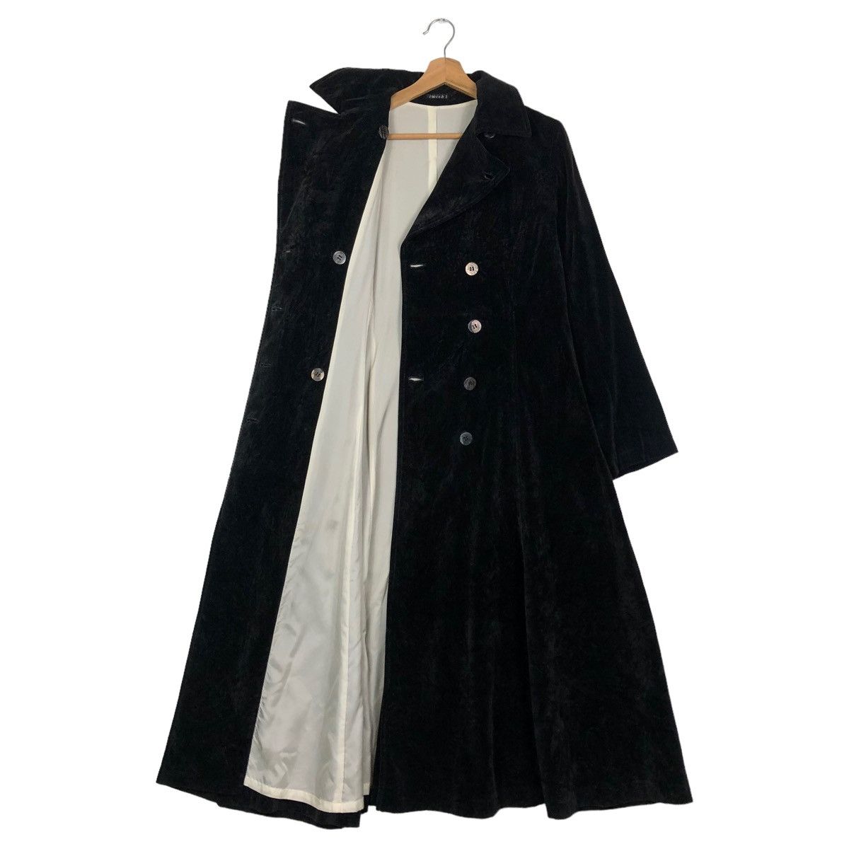 Yohji Yamamoto 🔥Rich Black - Velvet Fly Coats Long Jacket I Wish Y’s Bis Size M / US 6-8 / IT 42-44 - 10 Thumbnail
