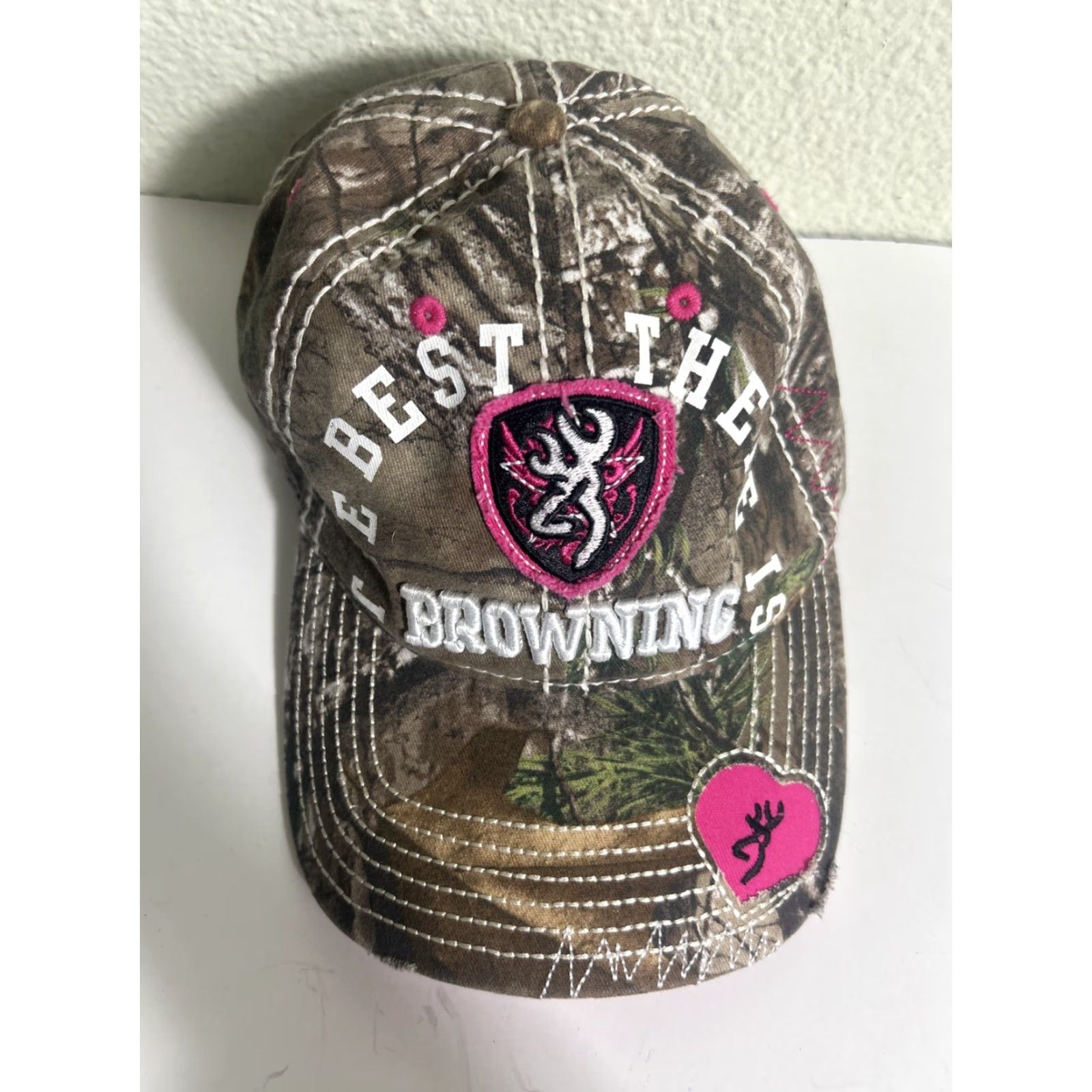 Vintage Browning Cotton Womens One Size Adjustable Camo Pink Baseball Hat Cap Size ONE SIZE - 4 Thumbnail