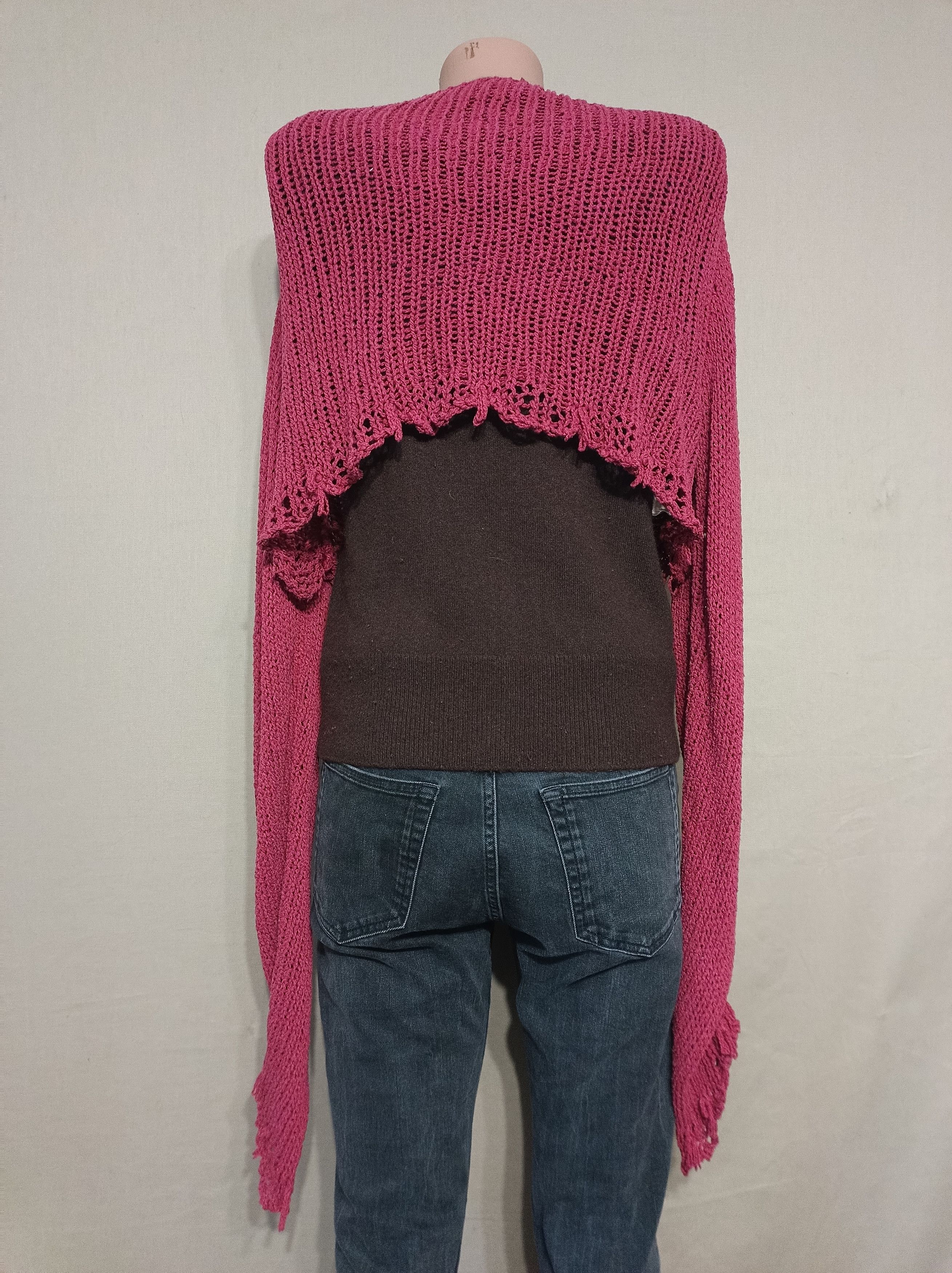 Designer Kaat Tіlley Belgium Vintage Silk Blend Knit Crop Top M Size M / US 6-8 / IT 42-44 - 2 Thumbnail
