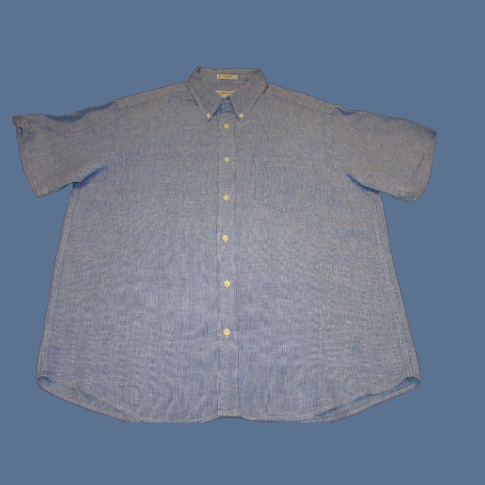 Orvis Orvis Shirt Mens 2XL 100% Linen Blue Houndstooth Button Short Sleeve Button-Up Casual Size US XXL / EU 58 / 5 - 1 Thumbnail