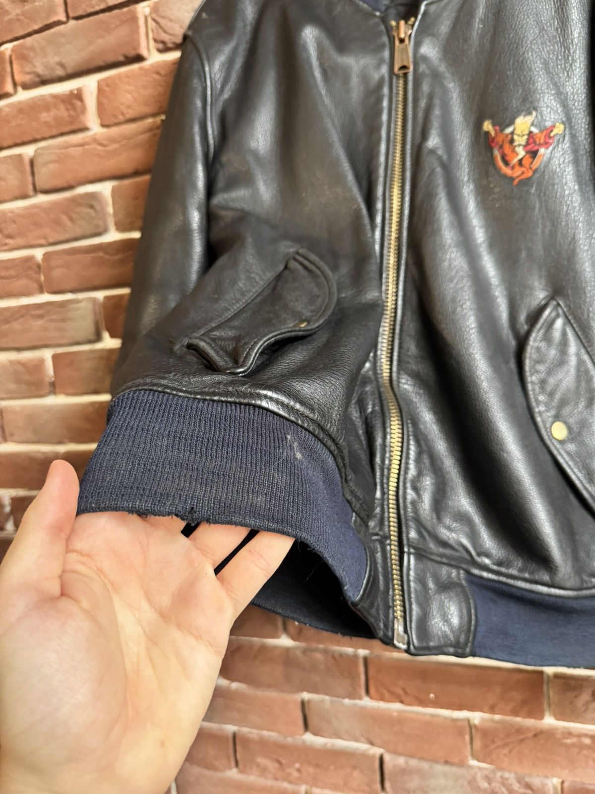 Thunderdome Rare 90s Thunderdome Leather Bomber Jacket Gabber Hardcore Size US XL / EU 56 / 4 - 11 Thumbnail