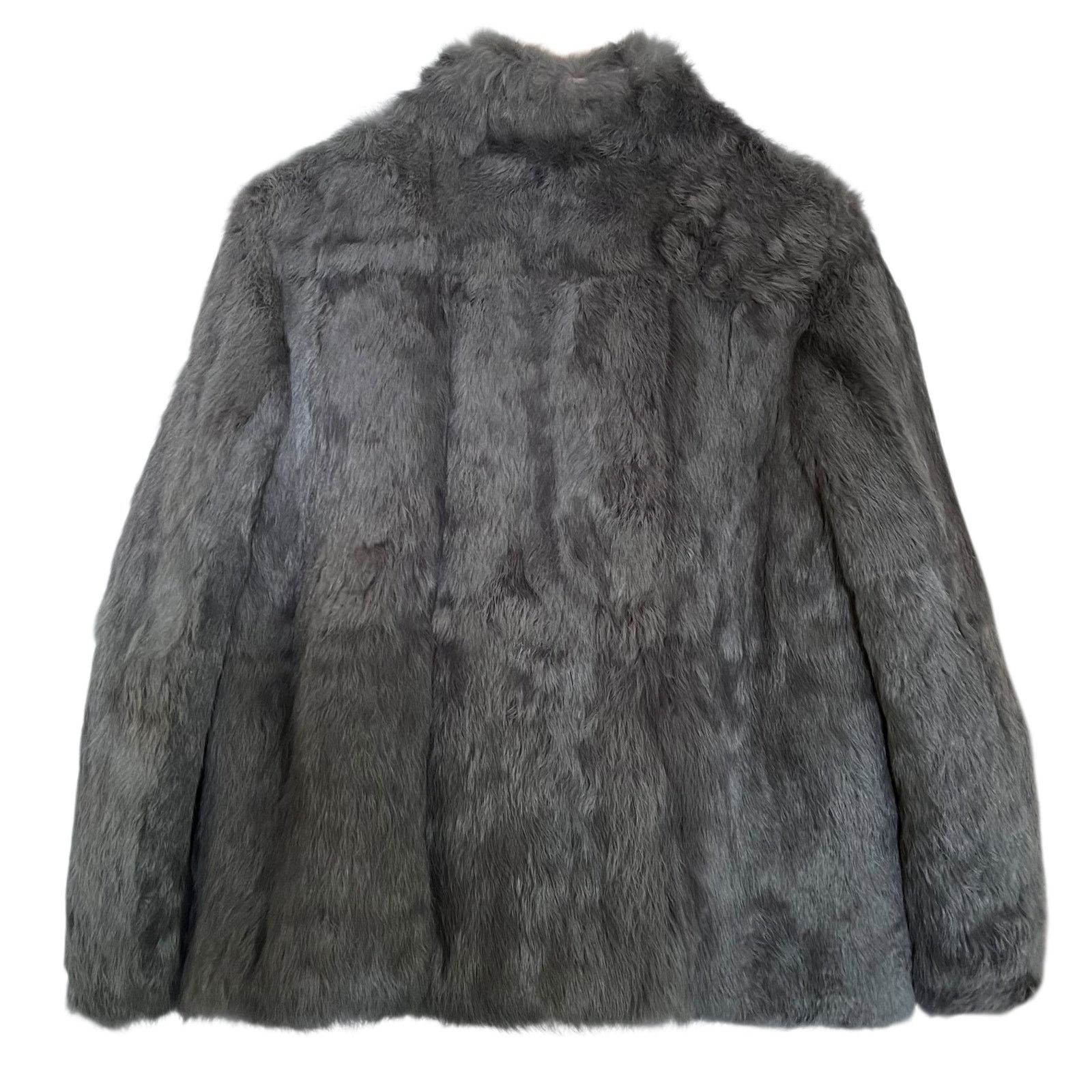 Vintage Vintage Gray Rabbit Genuine Fur High Neck Women's Coat Size L / US 10 / IT 46 - 2 Thumbnail