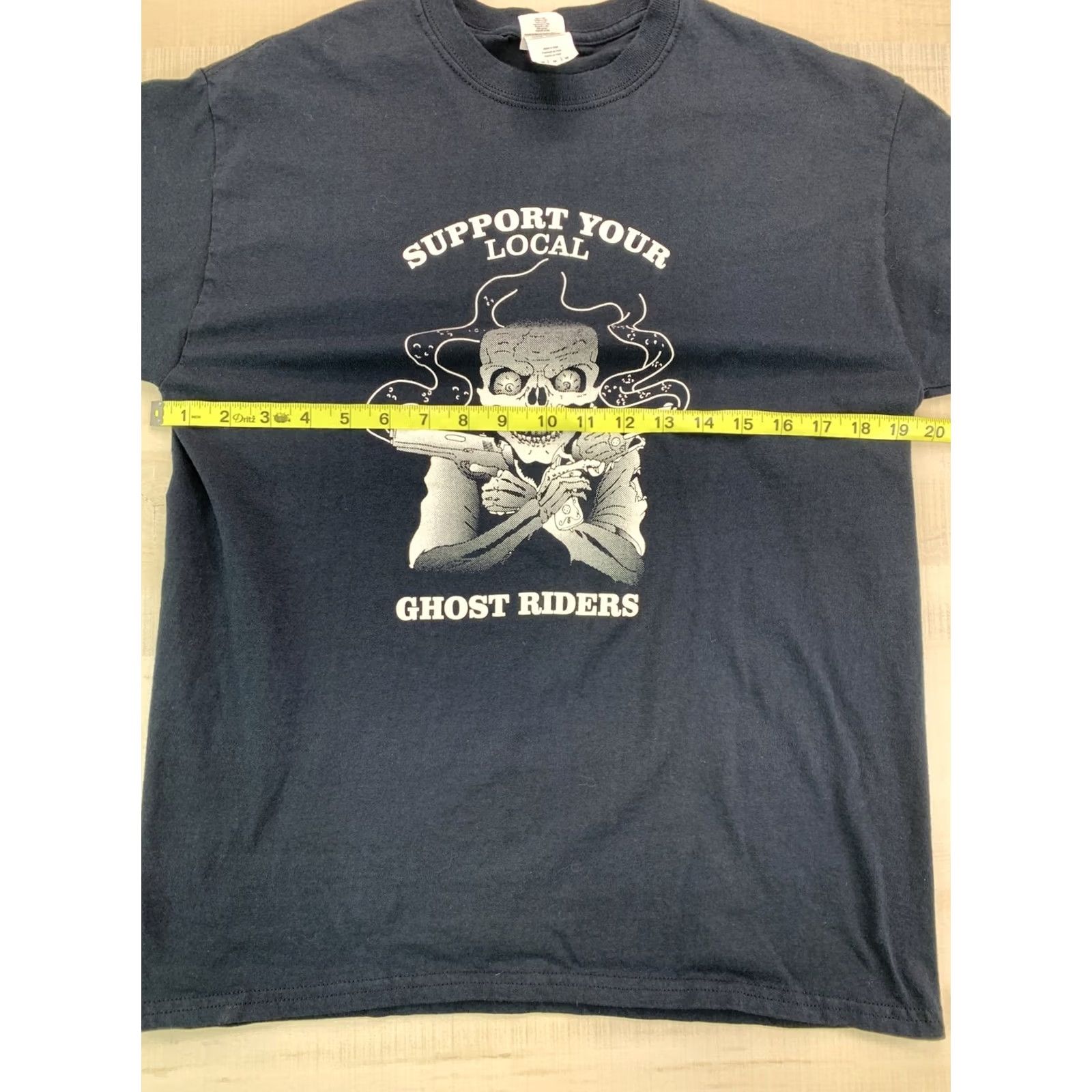 Gildan Support Your Local Ghost Riders Skull Skeleton Black Graphic T Shirt Adult Med Size US M / EU 48-50 / 2 - 3 Thumbnail