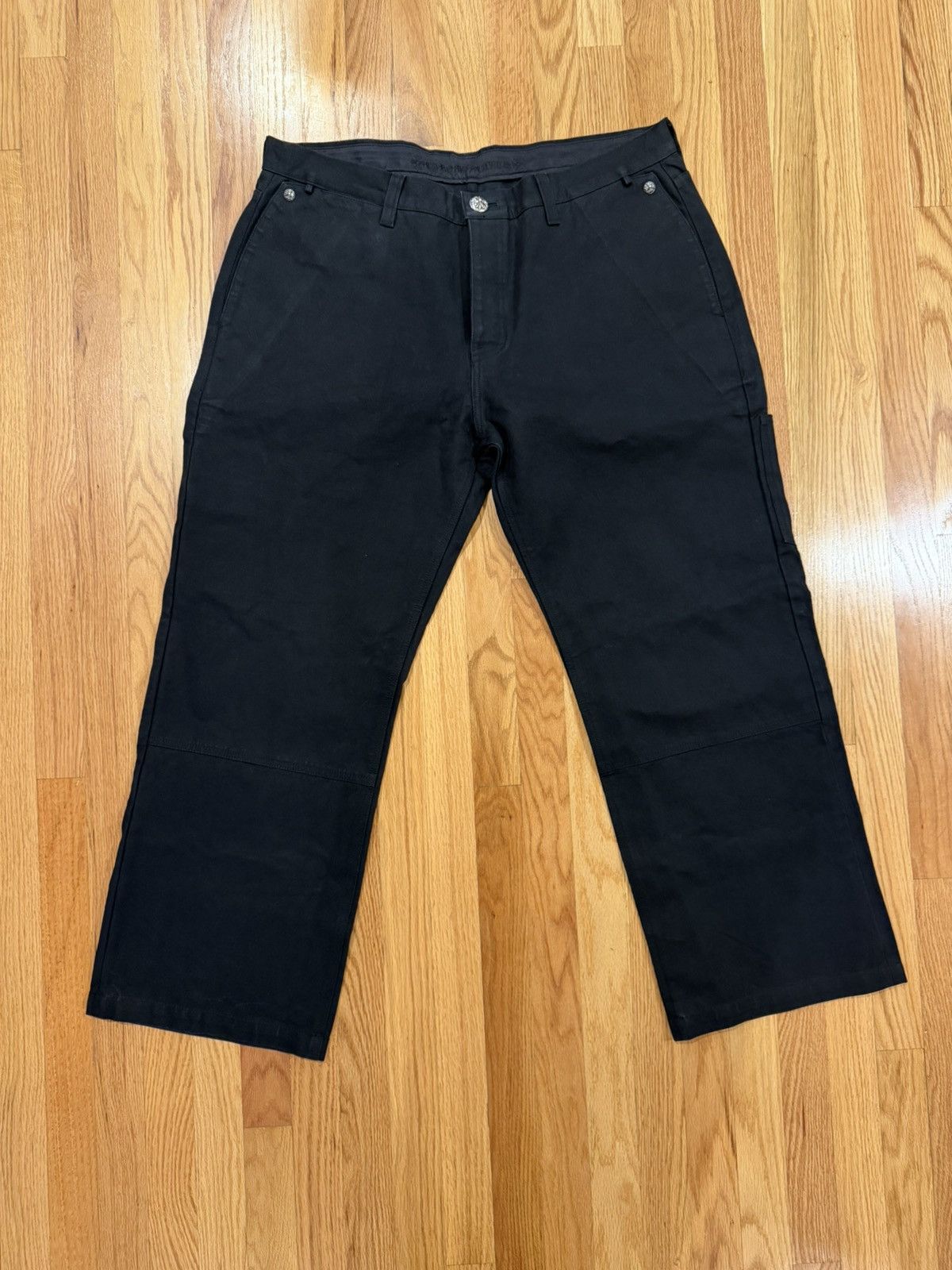 Chrome Hearts BLACK CROSS PATCH HIDDEN KNEE WORK PANTS Size US 40 / EU 56 - 2 Thumbnail