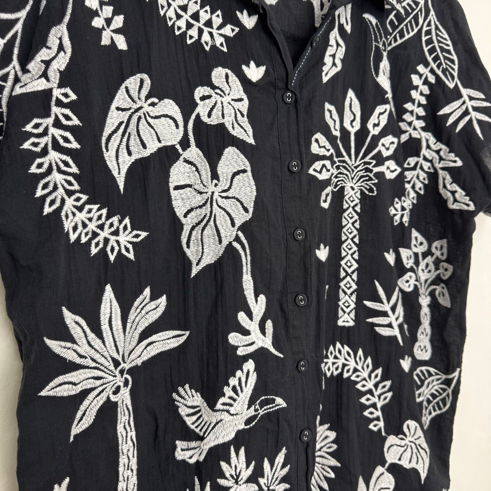 Johnny Was Johnny Was Luciana Dolman Shirt Black White Tropical Embroid Size M / US 6-8 / IT 42-44 - 5 Thumbnail