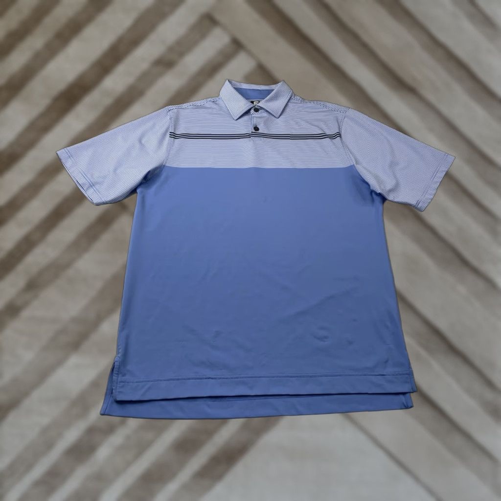 Footjoy FootJoy Polo Shirt Striped Blue Mens M Medium Stretch Golf Shirt Size US M / EU 48-50 / 2 - 1 Thumbnail