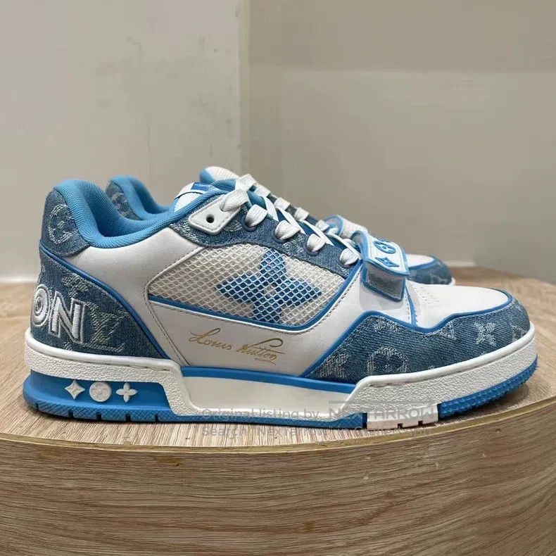 Louis Vuitton Louis Vuitton Blue and White Velcro Shoes Size US 7 / EU 40 - 1 Thumbnail