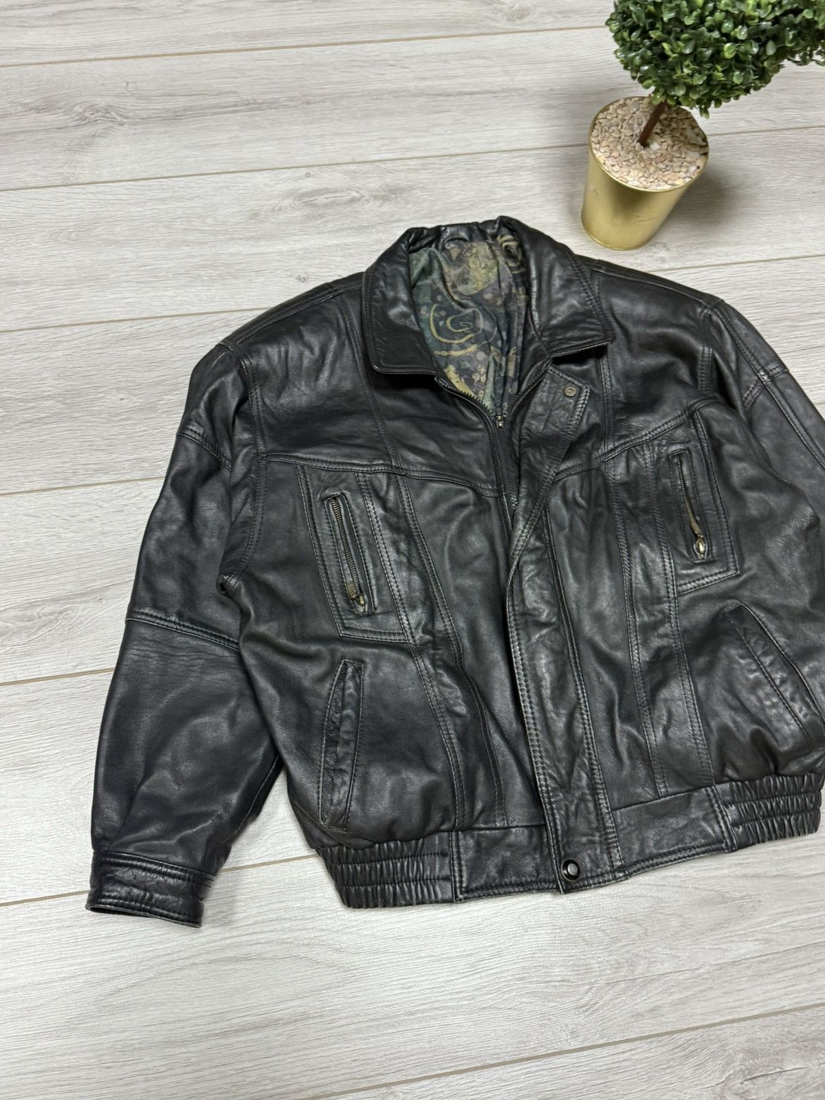Genuine Leather leather bomber jacket zip vintage wide Size US M / EU 48-50 / 2 - 3 Thumbnail