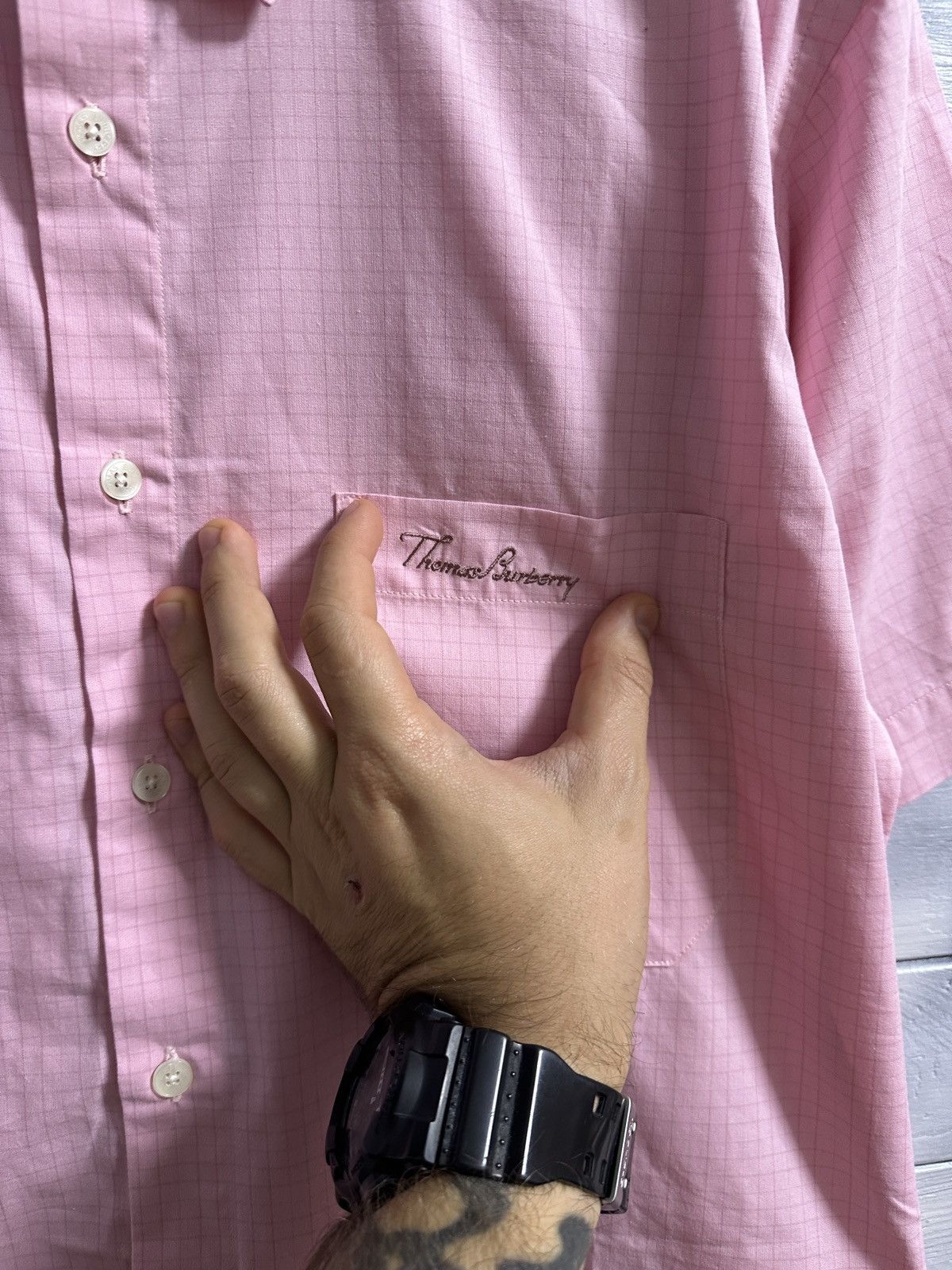 Burberry Rare Luxury Shirt Thomas Burberry Pink Vintage Size L Size US L / EU 52-54 / 3 - 2 Thumbnail