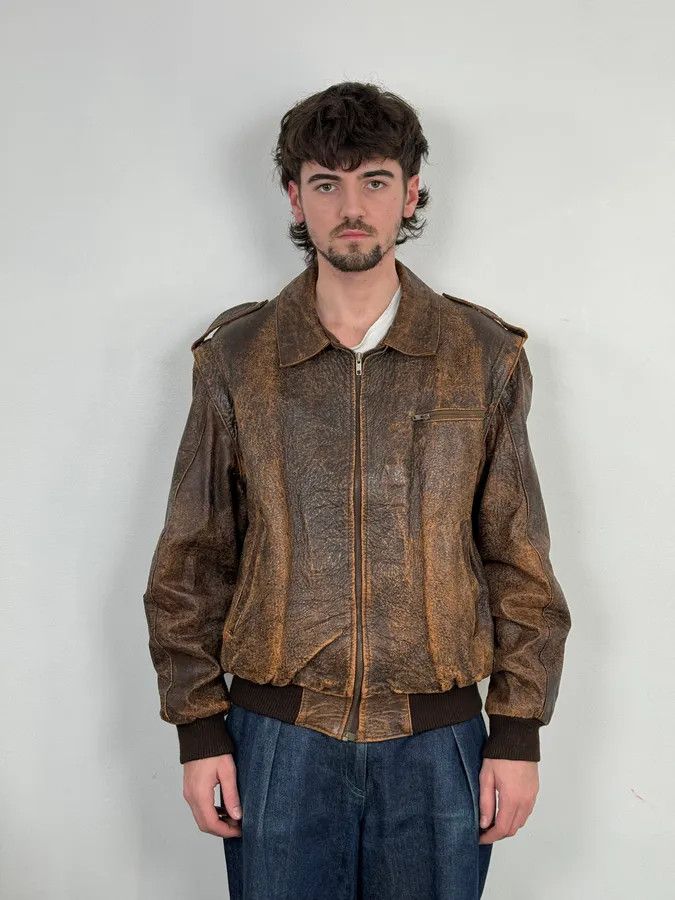 Studio D'Artisan Archive Brown Eroded Leather Jacket with Detachable Sleeves Size US L / EU 52-54 / 3 - 2 Thumbnail